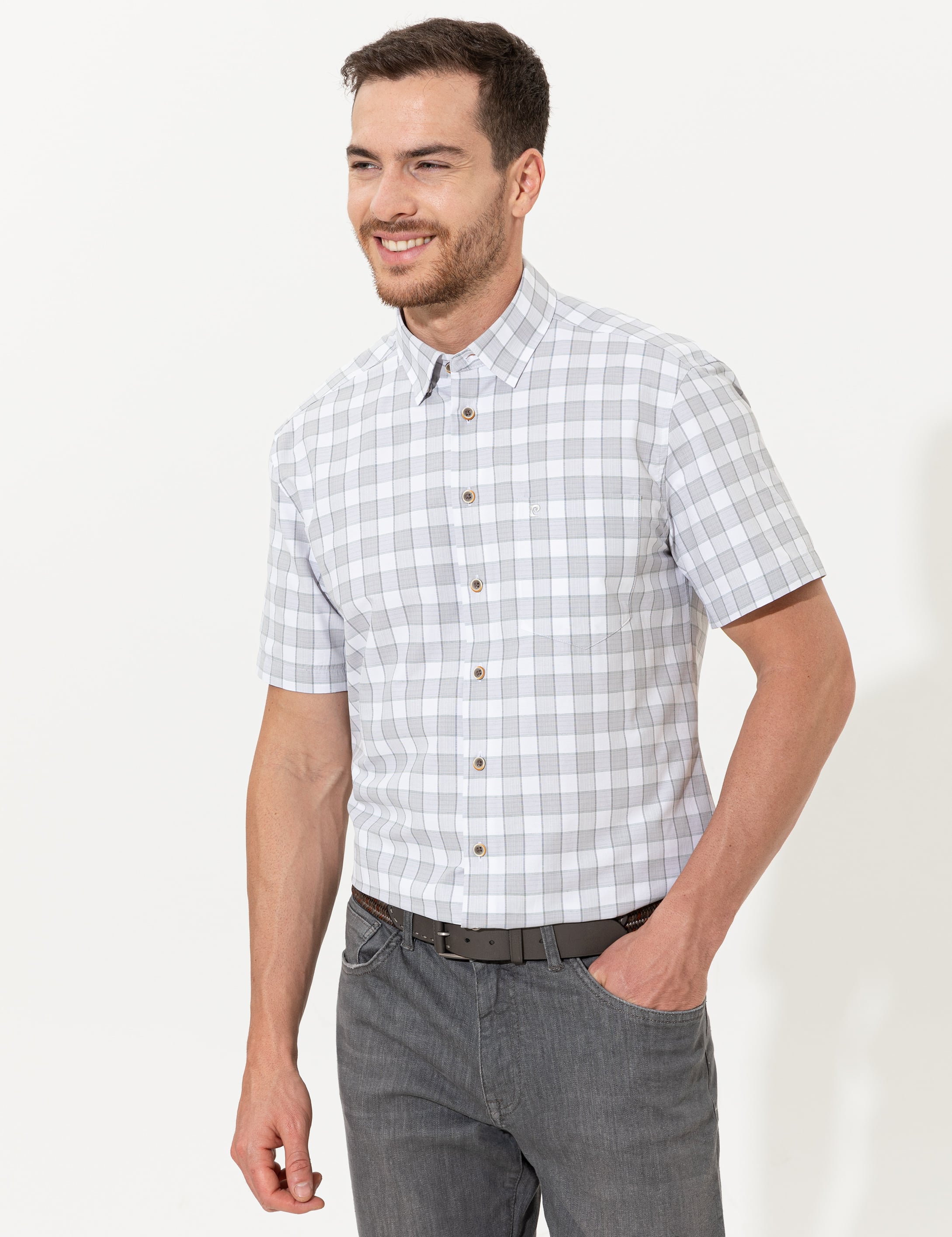 Gri Regular Fit Kısa Kollu Gömlek - Image 3