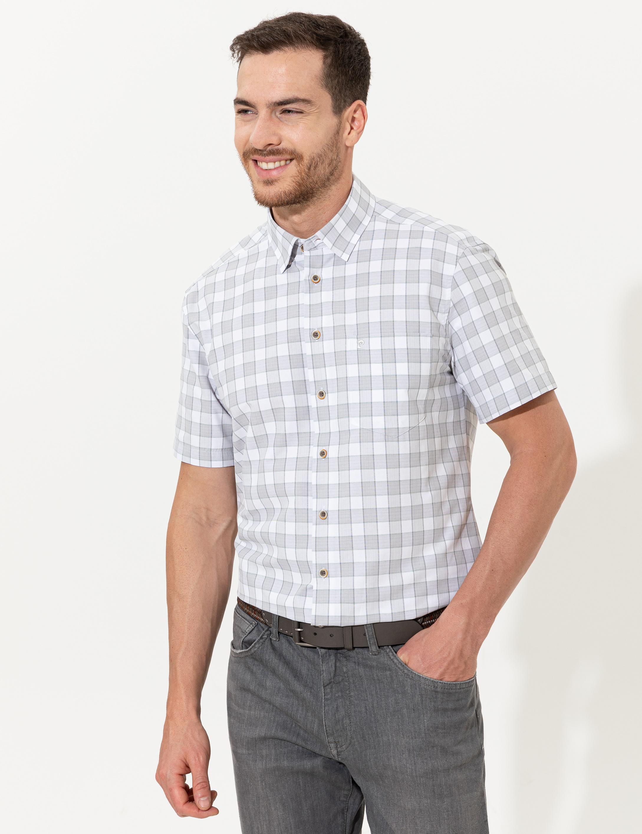 Gri Regular Fit Kısa Kollu Gömlek