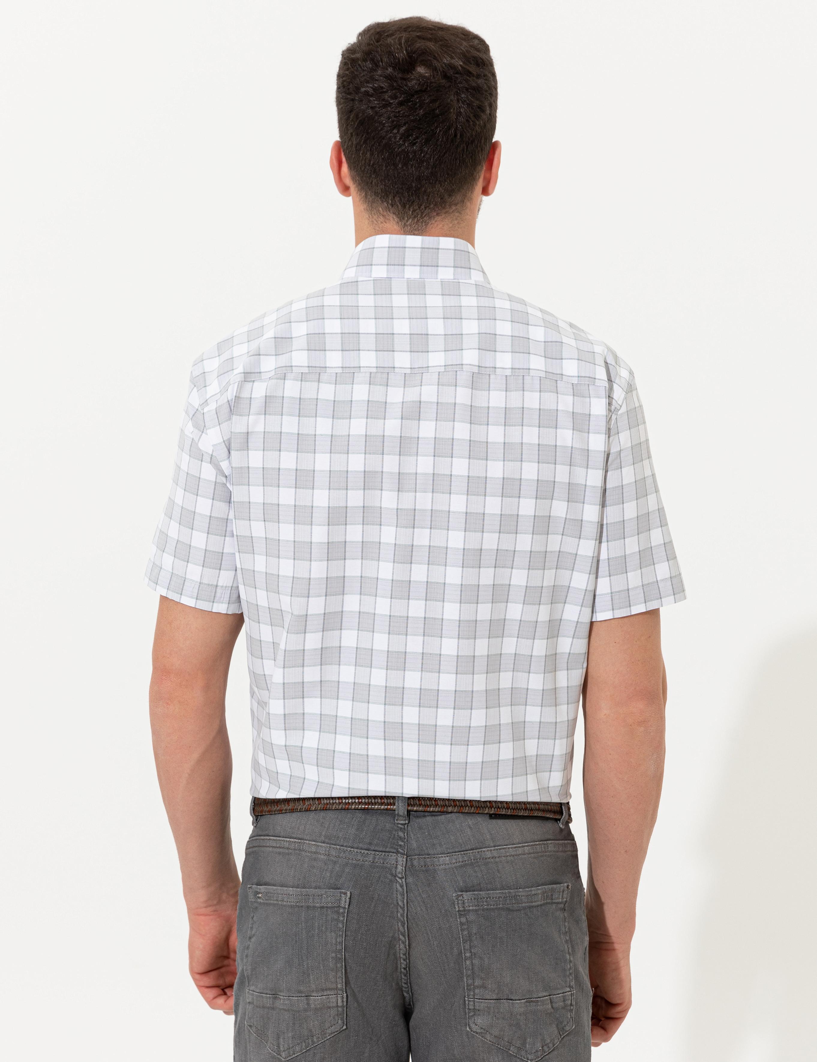 Gri Regular Fit Kısa Kollu Gömlek