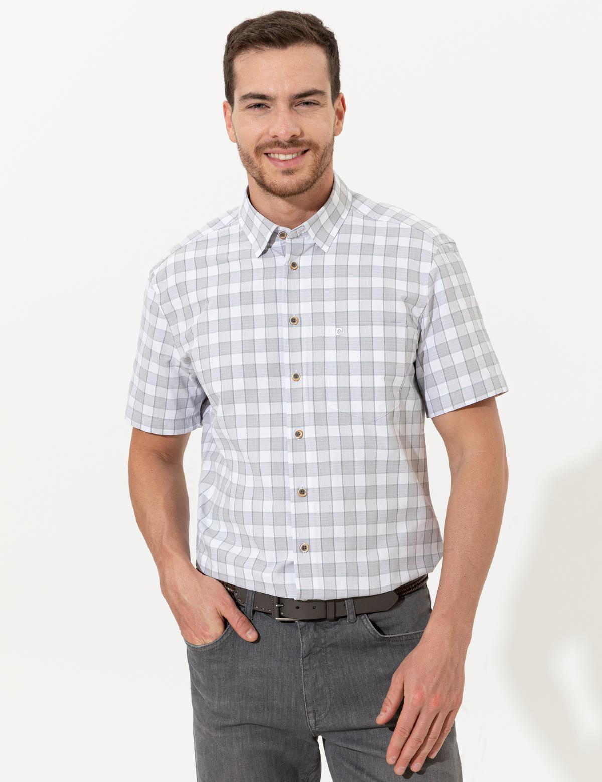 Gri Regular Fit Kısa Kollu Gömlek