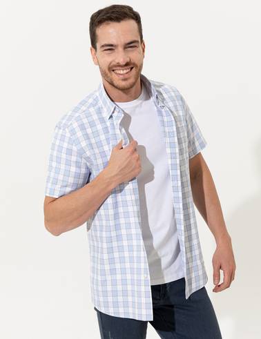 Açık Mavi Regular Fit Kısa Kollu Gömlek