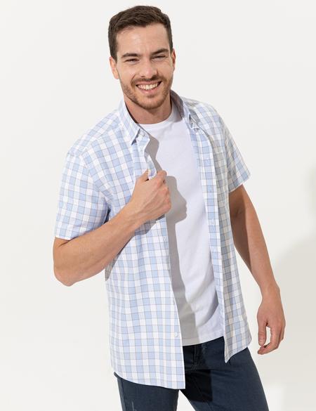 Açık Mavi Regular Fit Kısa Kollu Gömlek - 50249666008