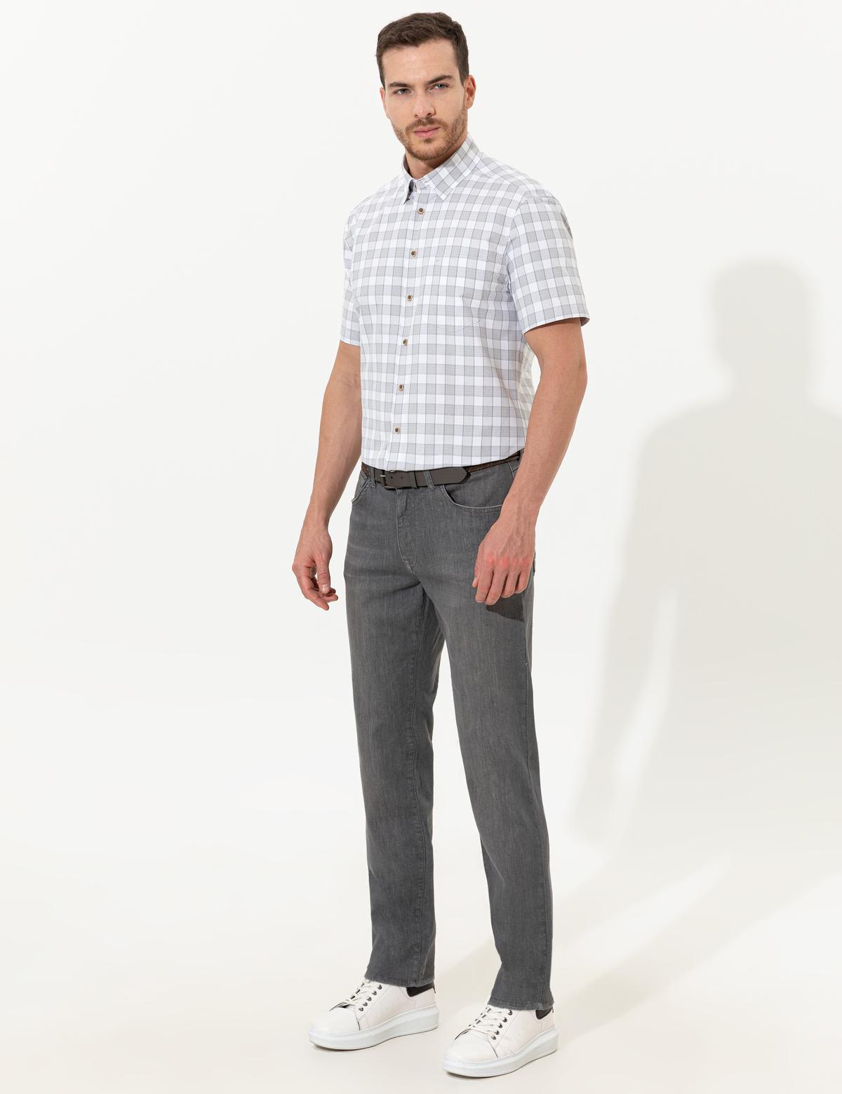 Gri Regular Fit Kısa Kollu Gömlek - 50249666018