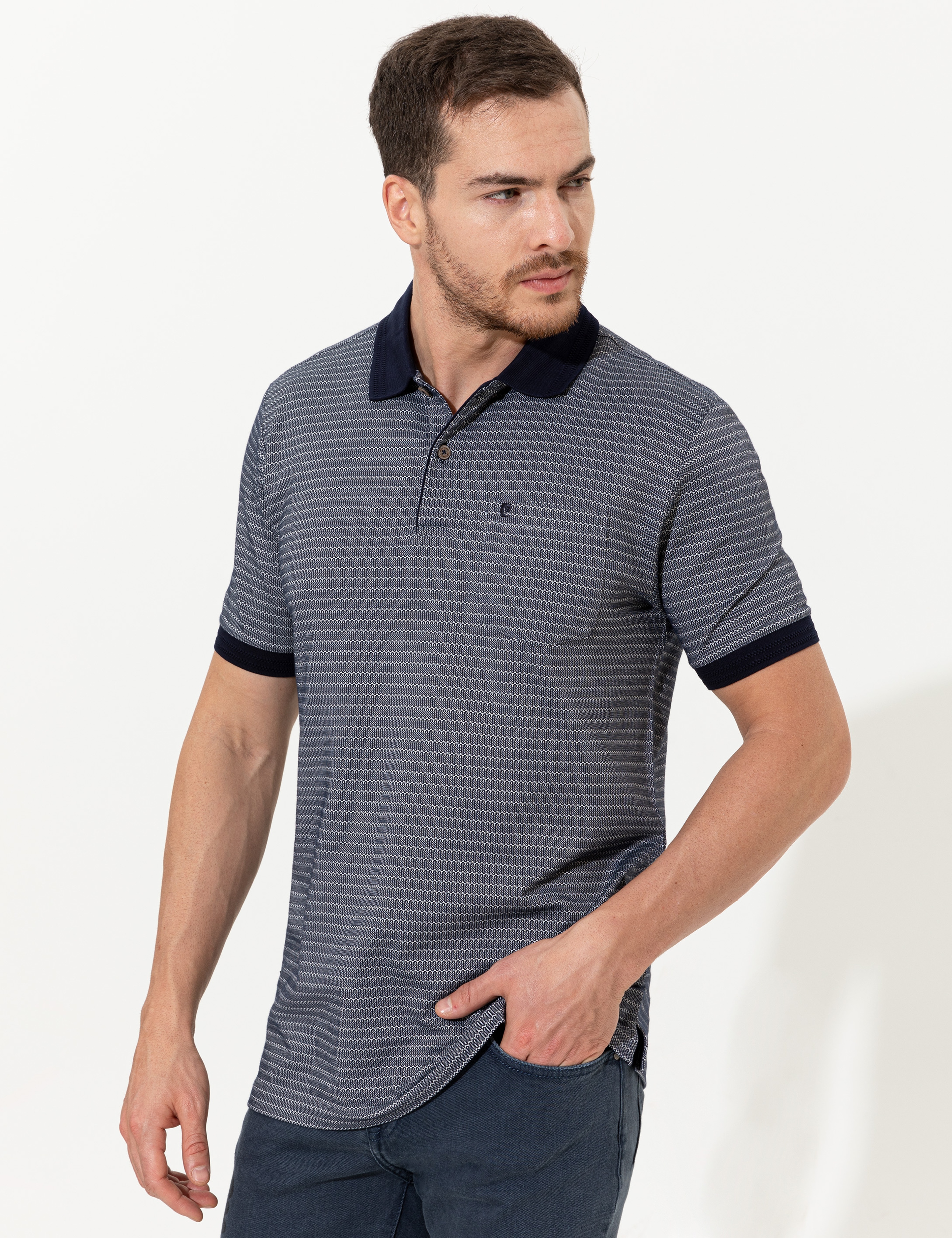 Lacivert Regular Fit Polo Yaka Tişört - Image 3