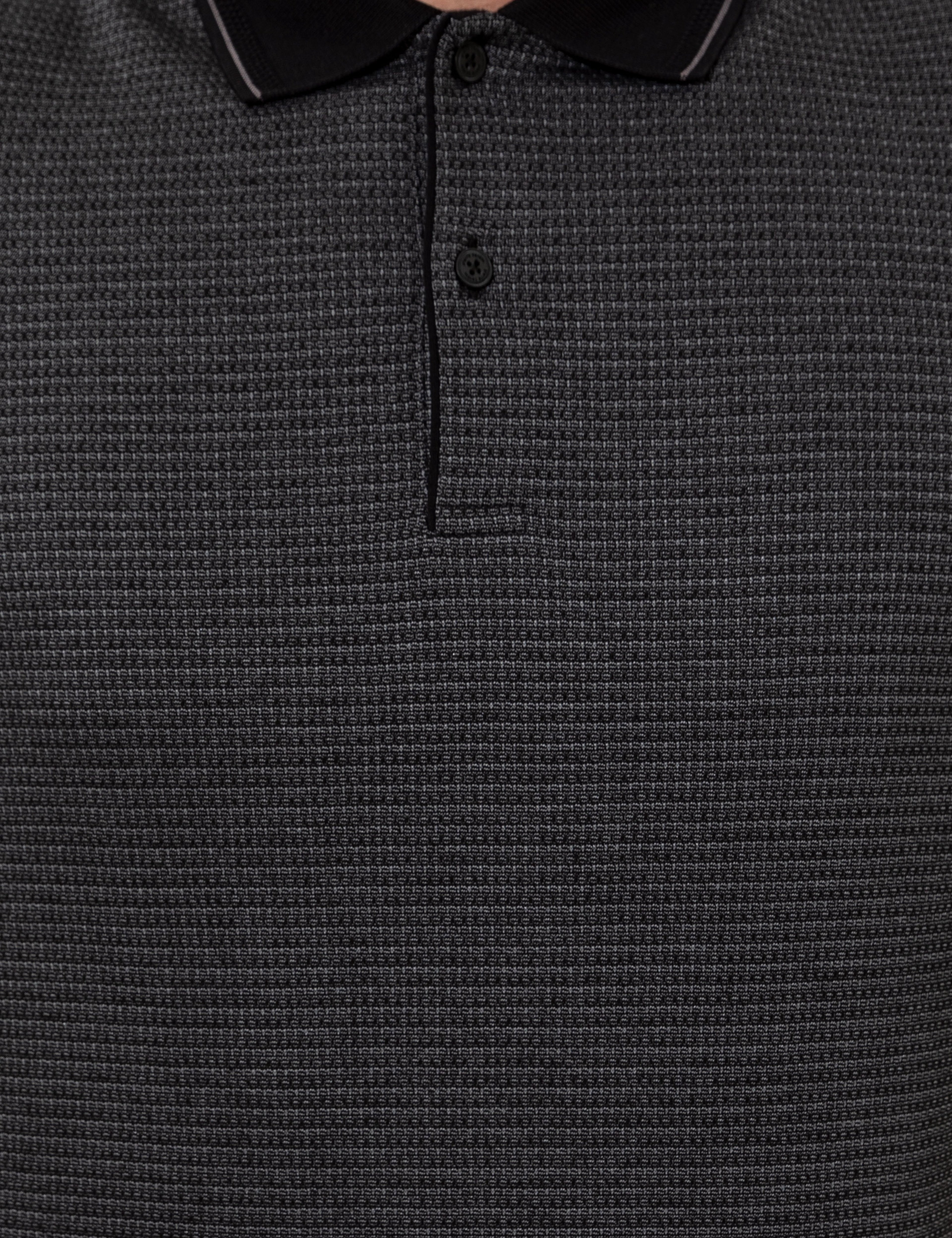 Siyah Slim Fit Dokulu Düğmeli Polo Yaka Tişört - Image 6