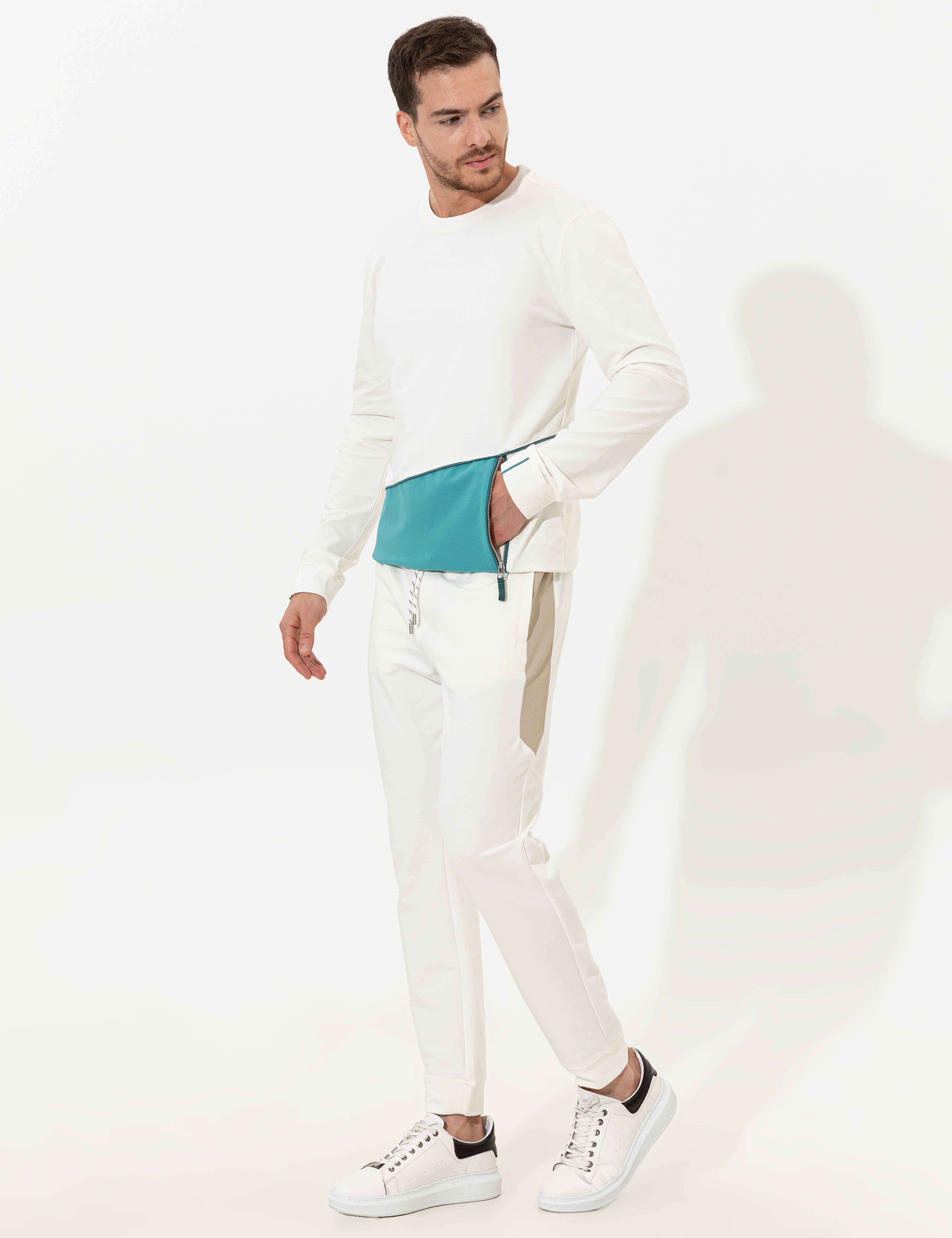 Ekru Extra Slim Fit Eşofman Altı - Image 3