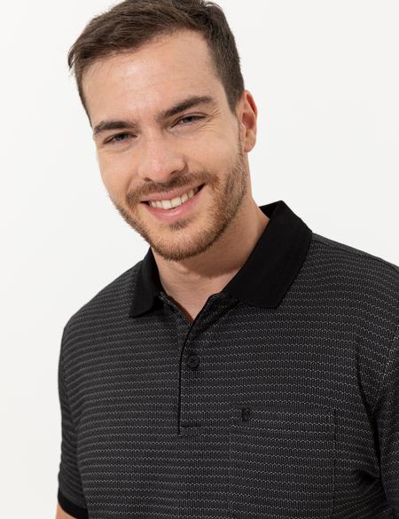 Siyah Regular Fit Polo Yaka Tişört - 50250225033