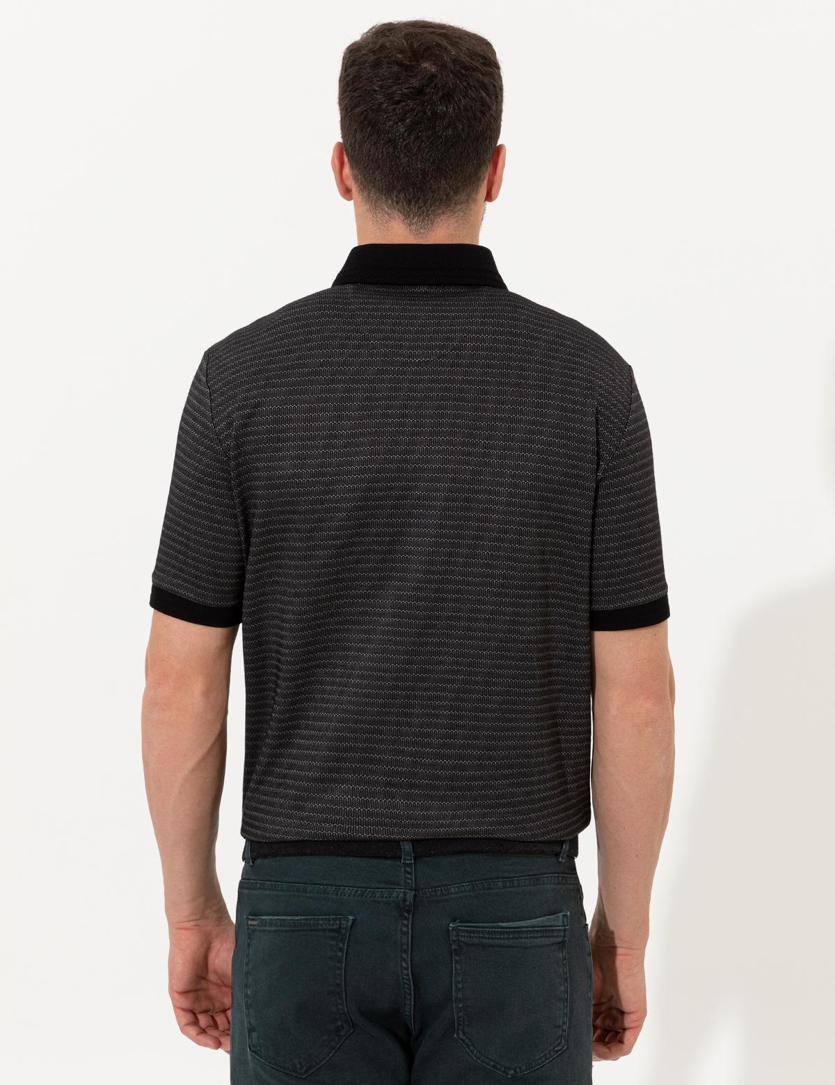 Siyah Regular Fit Polo Yaka Tişört - 50250225033