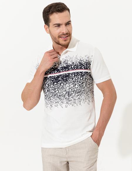 Lacivert Slim Fit Baskılı Polo Yaka Tişört - 50250533021