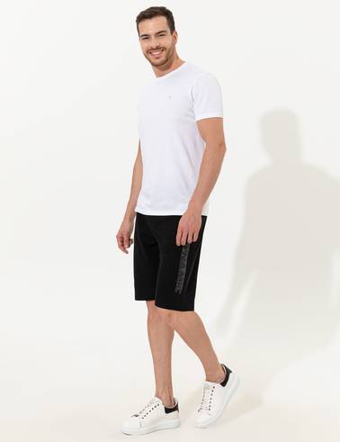 Siyah Slim Fit Örme Şort