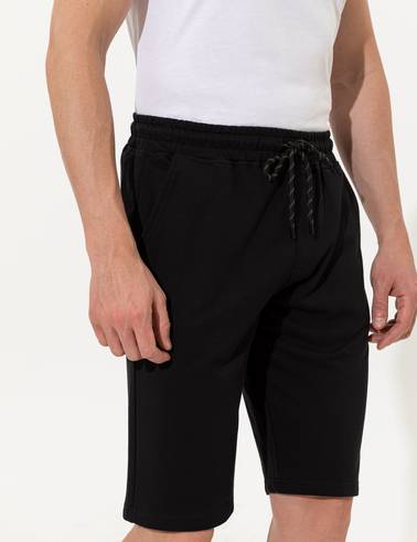 Siyah Slim Fit Örme Şort