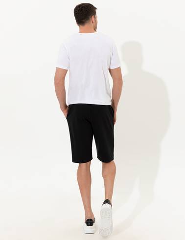 Siyah Slim Fit Örme Şort
