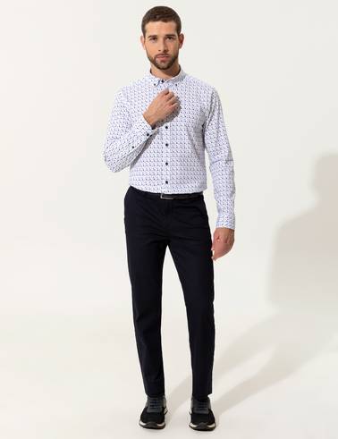 Lacivert Regular Fit Kanvas Pantolon
