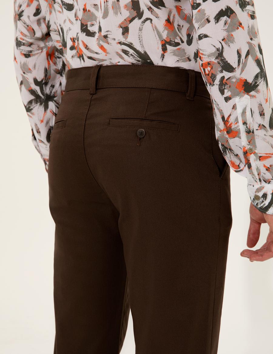 Kahverengi Regular Fit Kanvas Pantolon