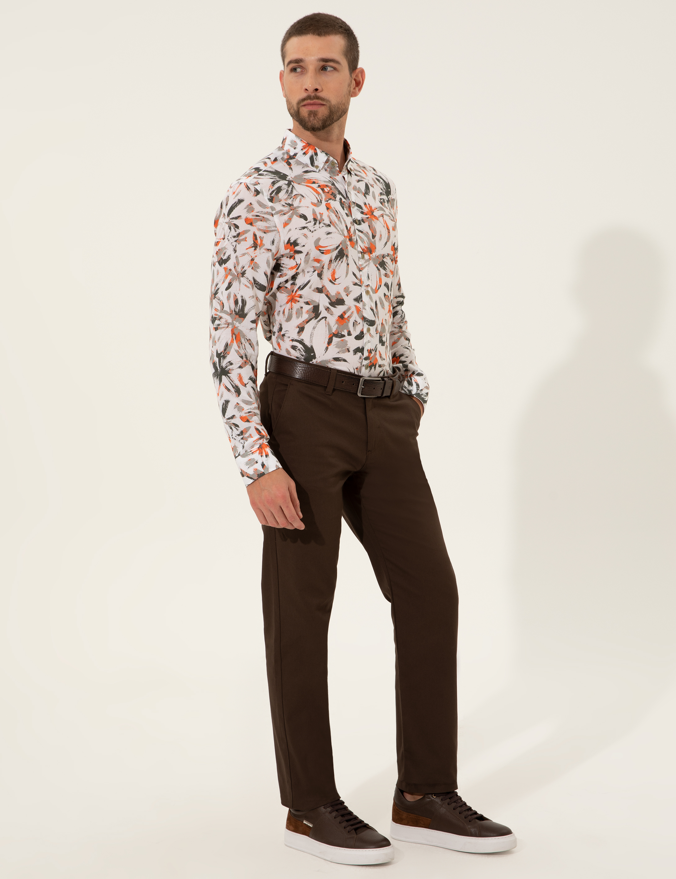 Kahverengi Regular Fit Kanvas Pantolon