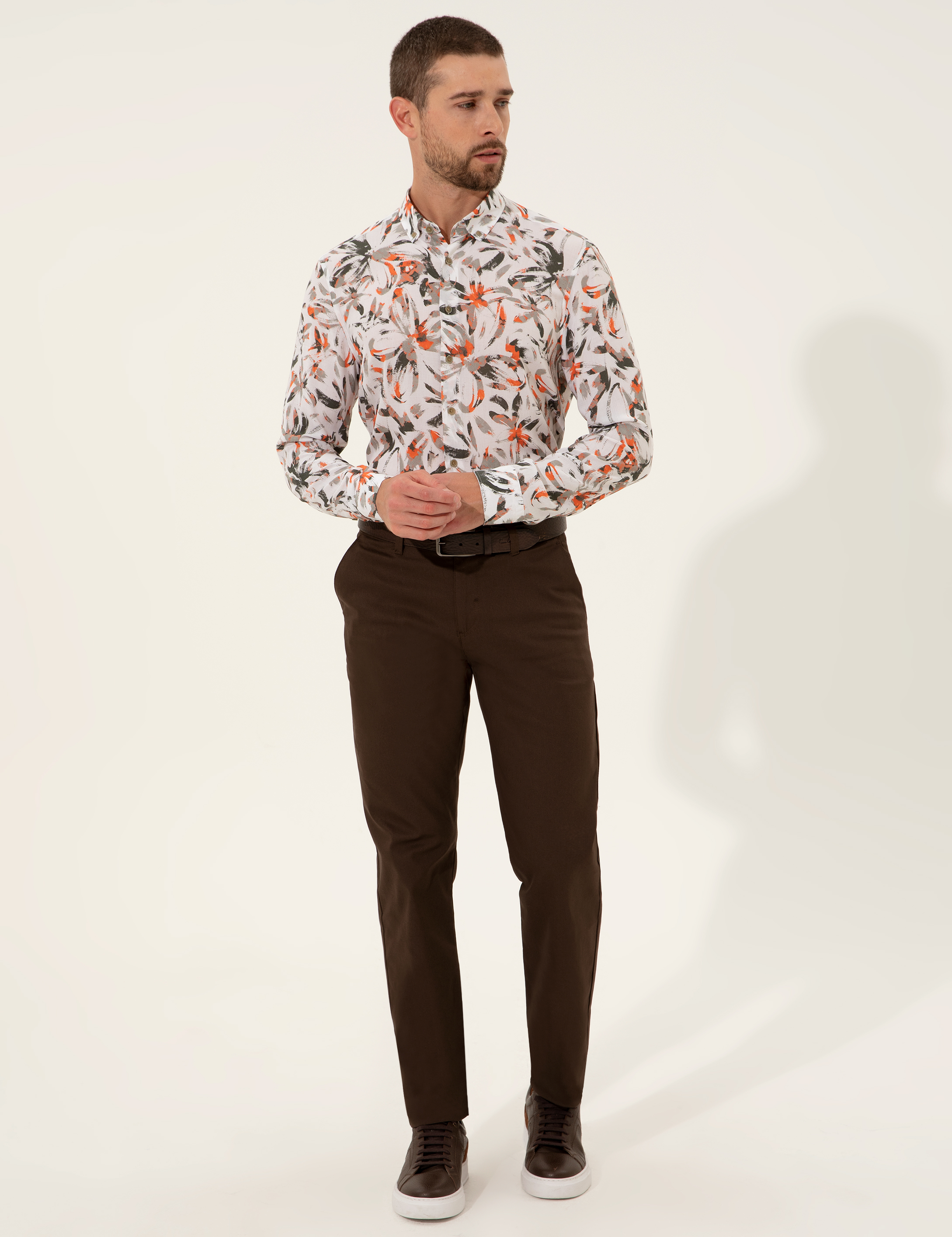 Kahverengi Regular Fit Kanvas Pantolon - Image 1