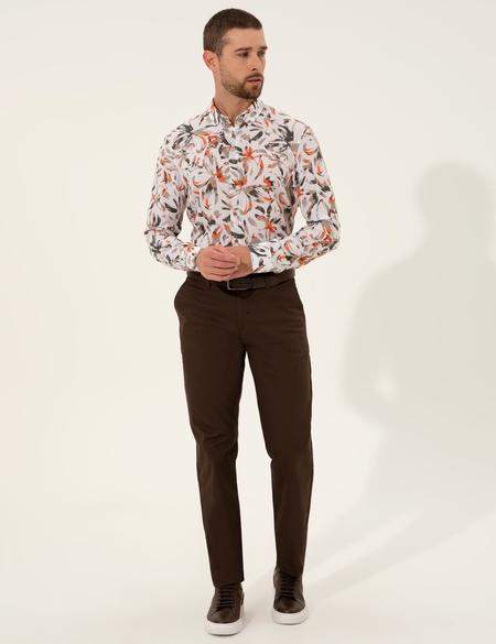 Kahverengi Regular Fit Kanvas Pantolon - 50251035190