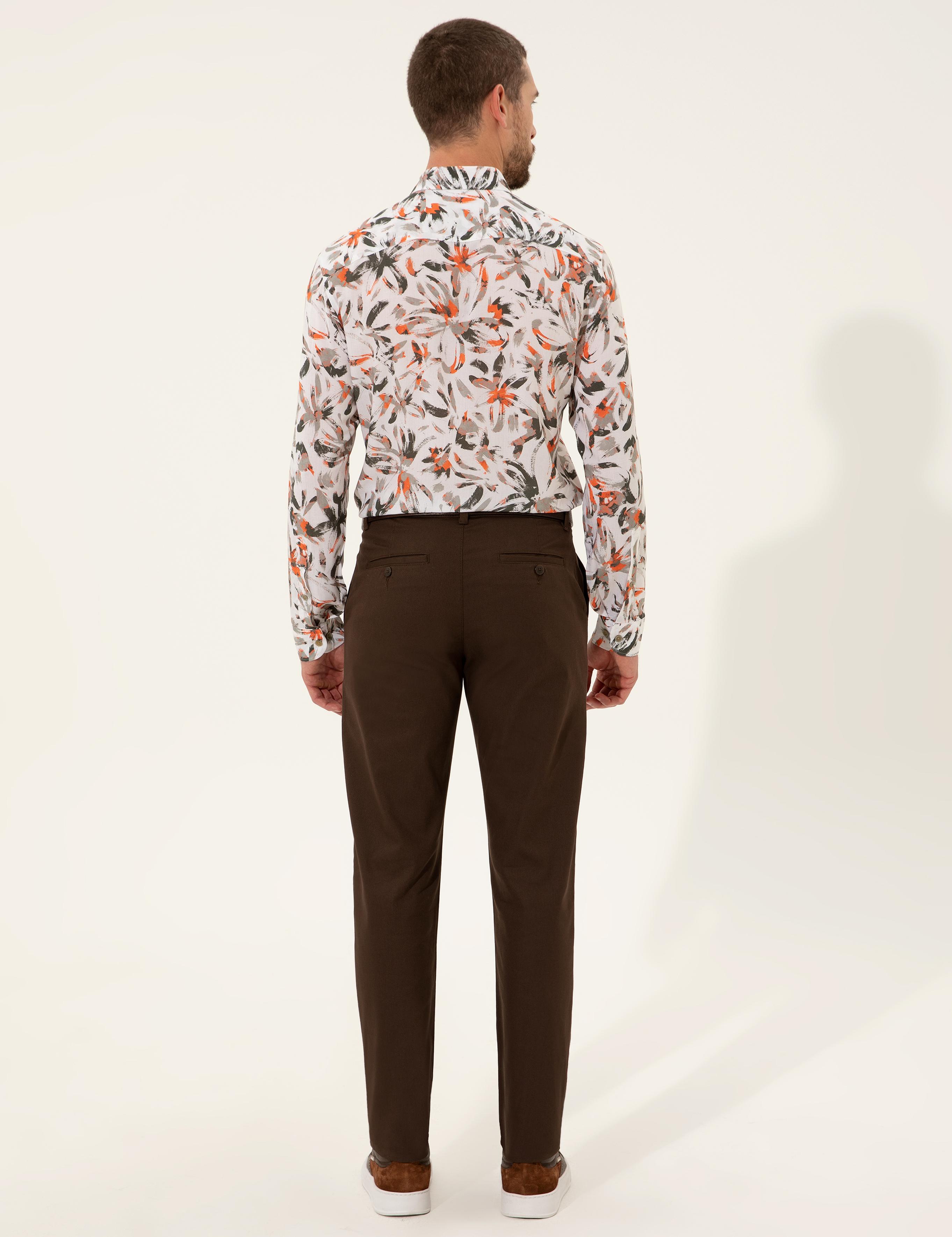 Kahverengi Regular Fit Kanvas Pantolon