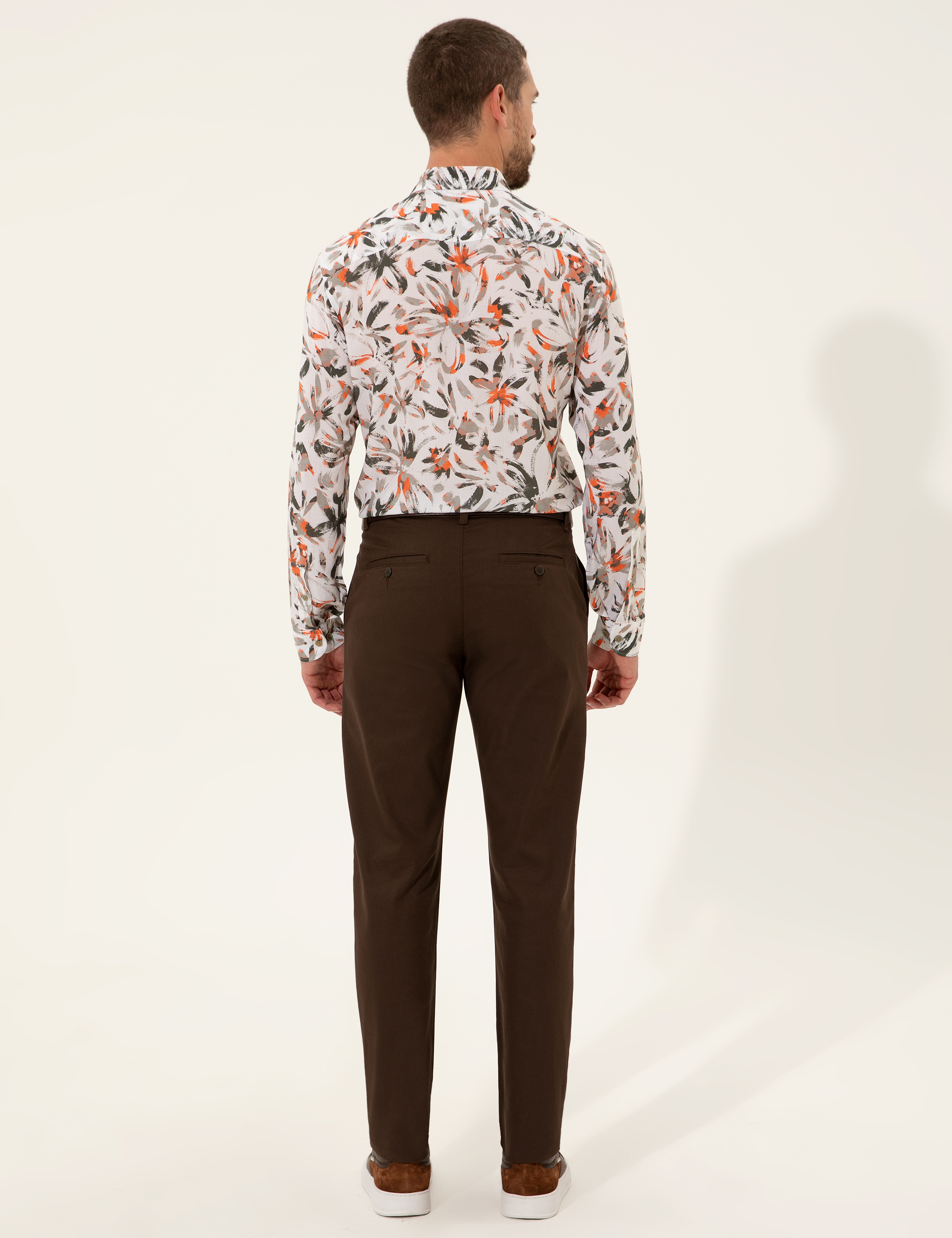 Kahverengi Regular Fit Kanvas Pantolon - Image 4