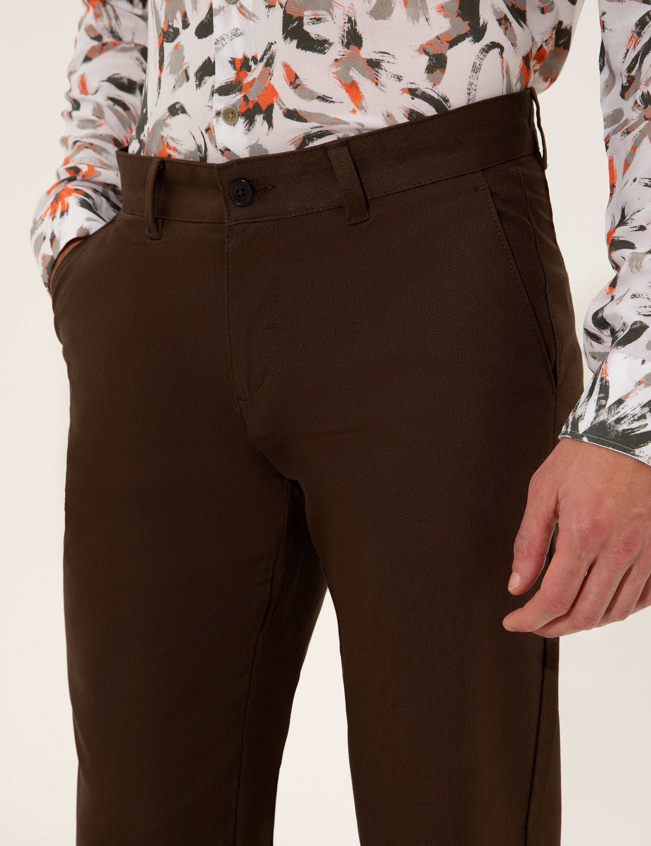 Kahverengi Regular Fit Kanvas Pantolon