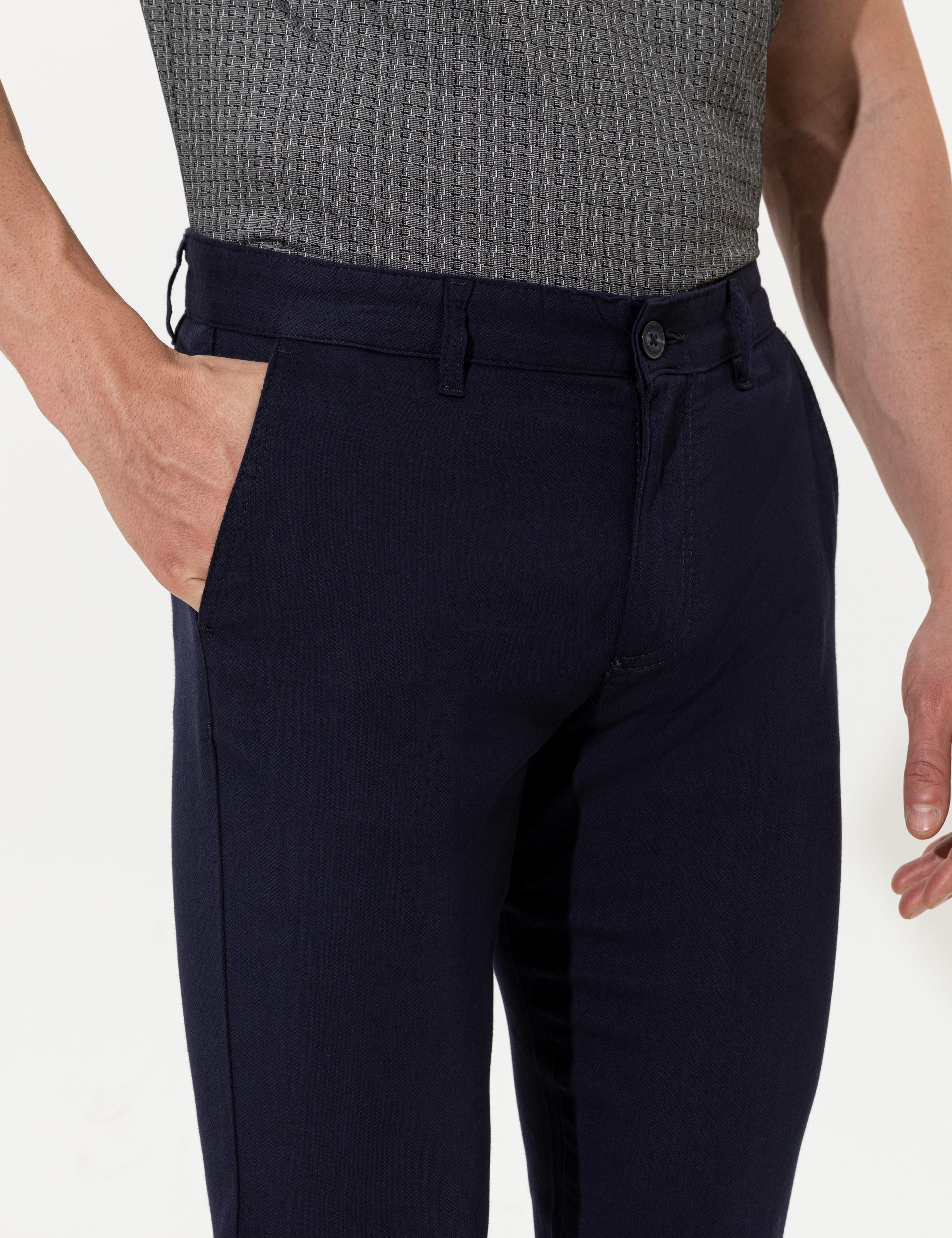 Açık Lacivert Slim Fit Kanvas Pantolon