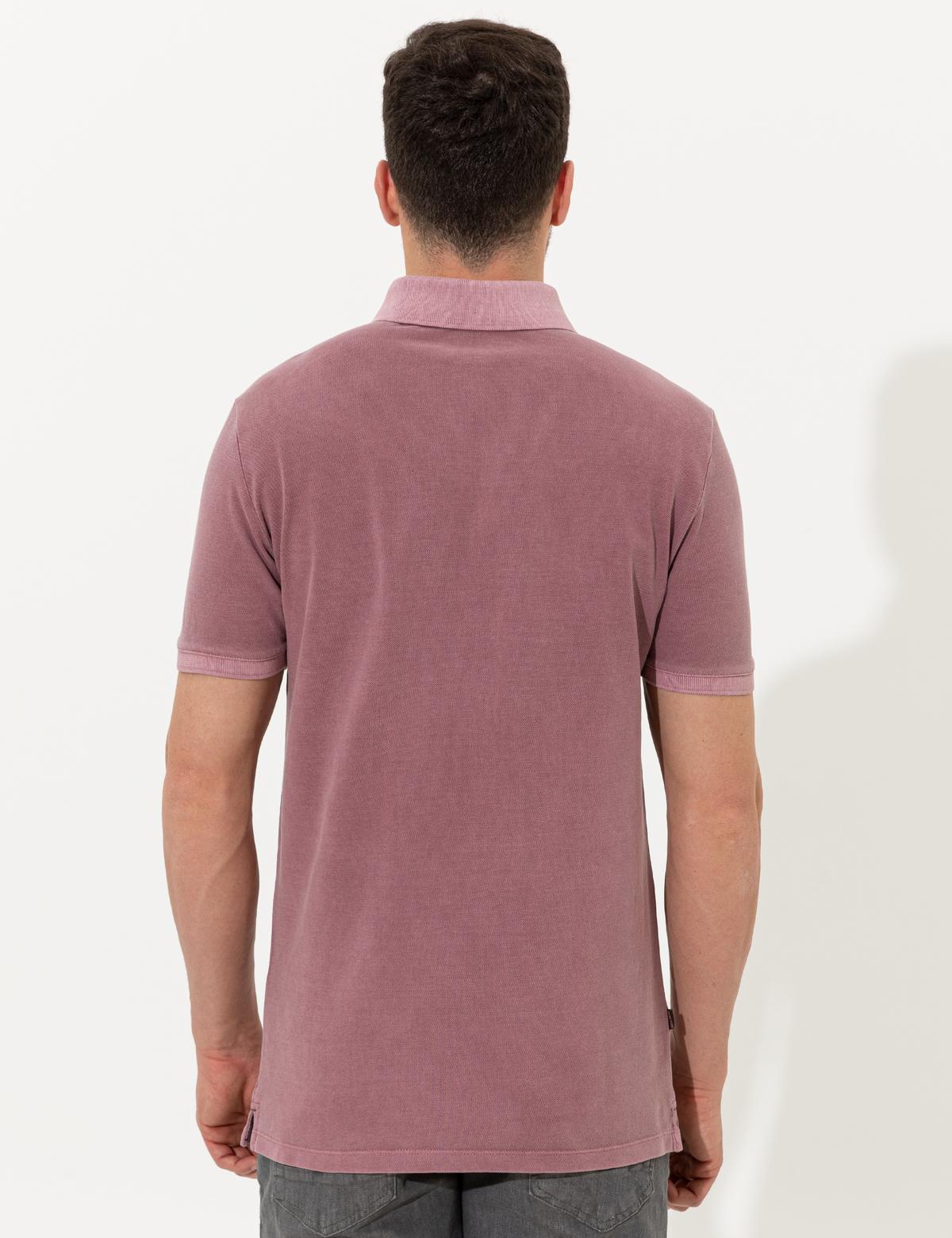 Gül Kurusu Slim Fit Polo Yaka Tişört - 50249684054