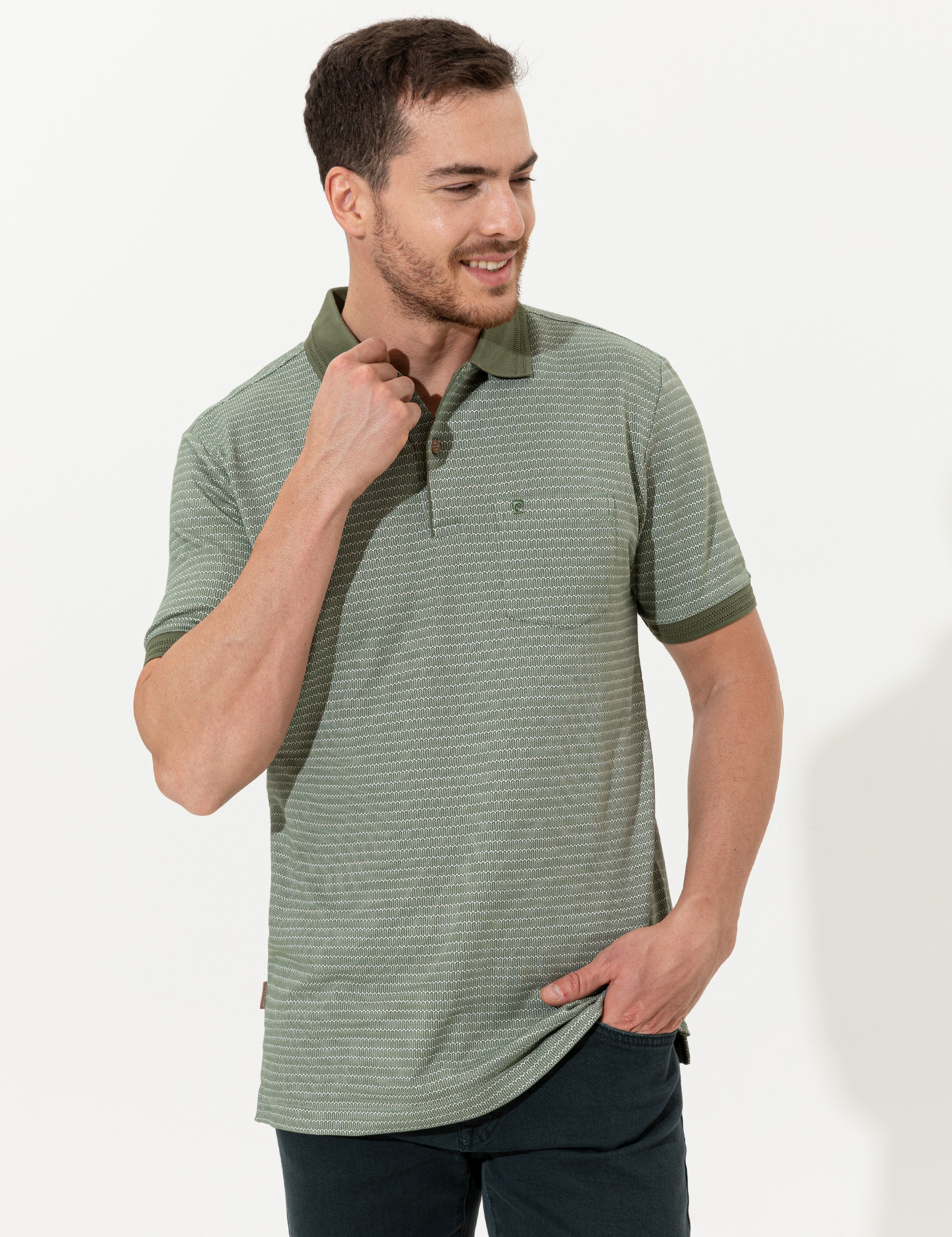 Haki Regular Fit Polo Yaka Tişört - Image 3
