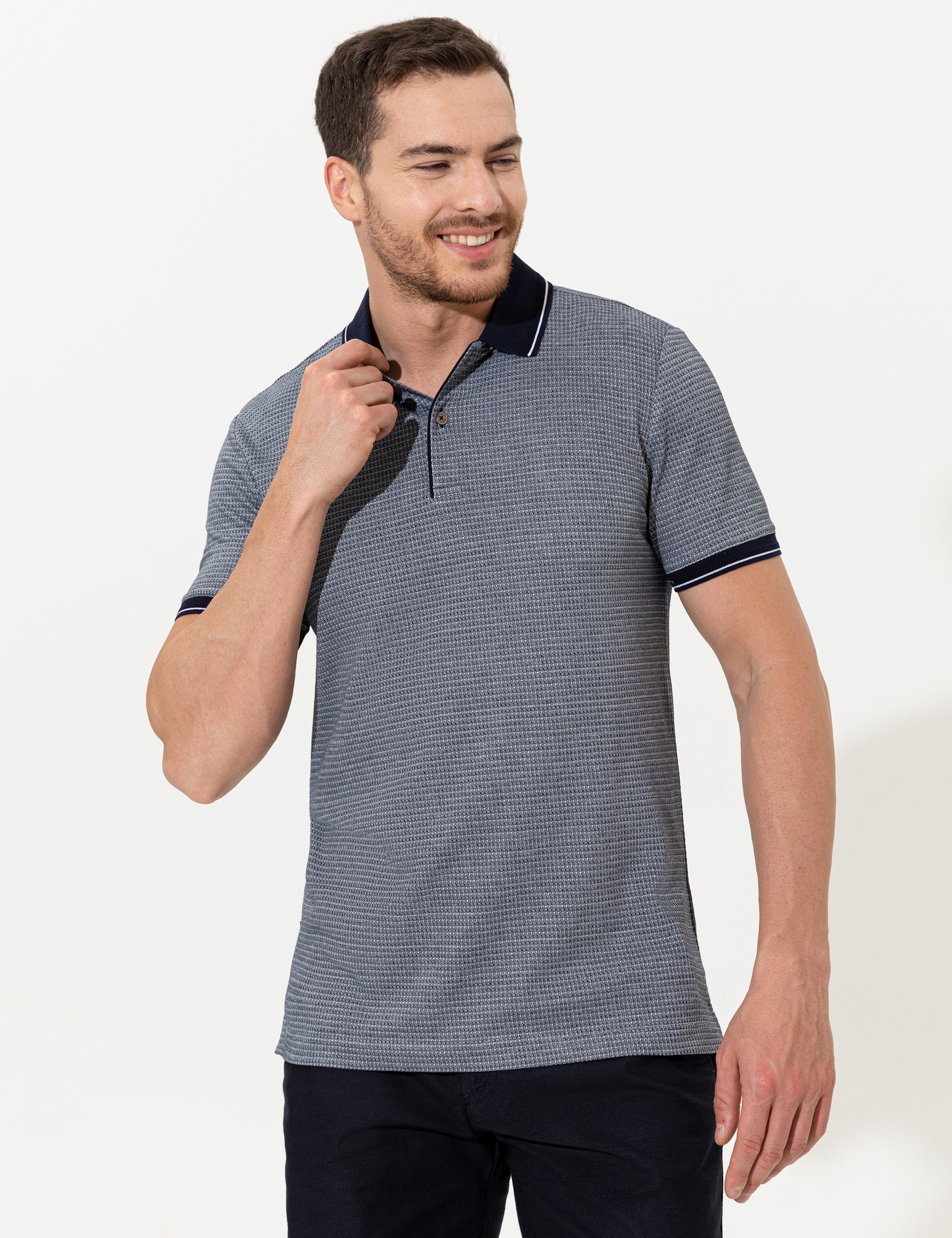 Lacivert Slim Fit Polo Yaka Tişört