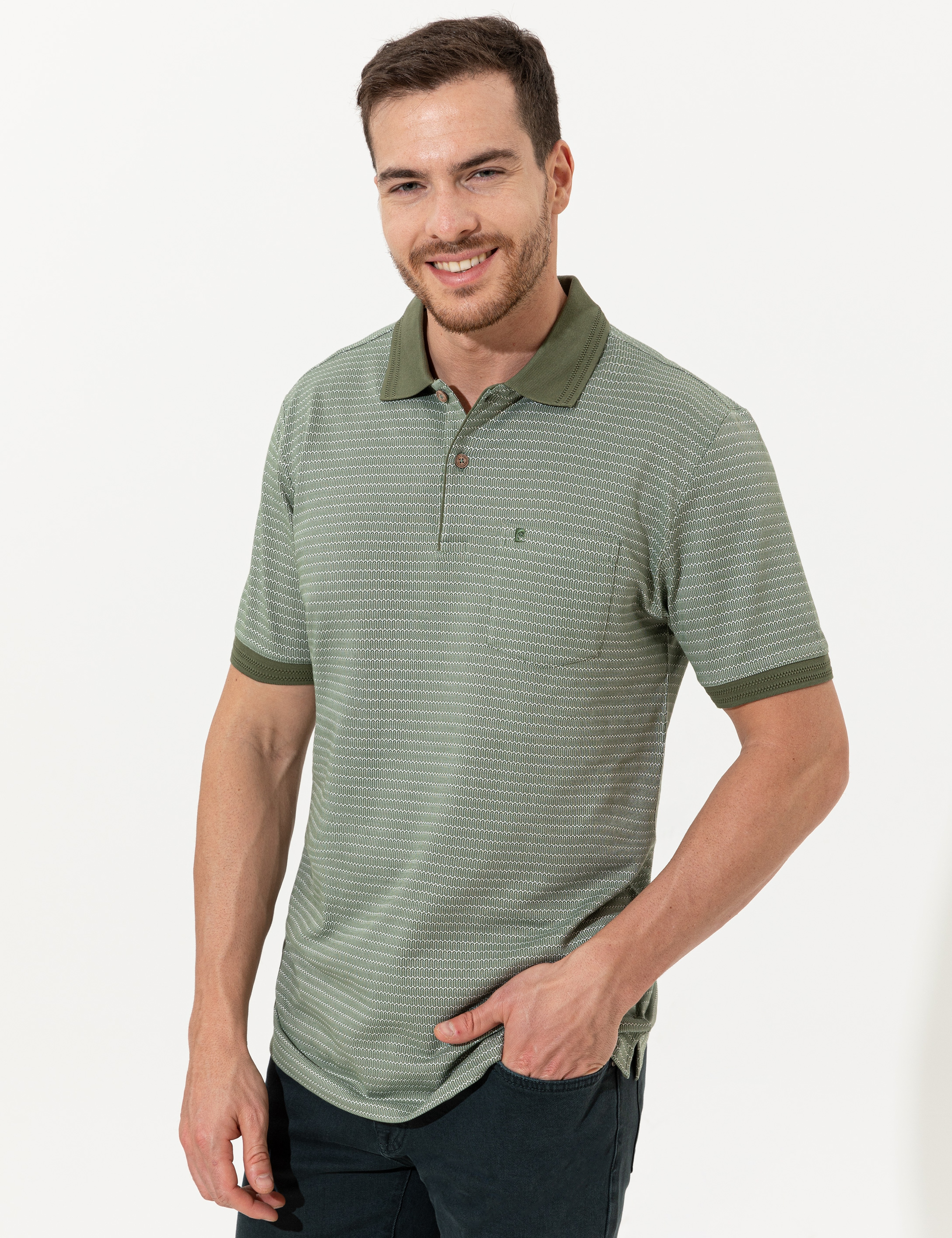 Haki Regular Fit Polo Yaka Tişört - Image 1