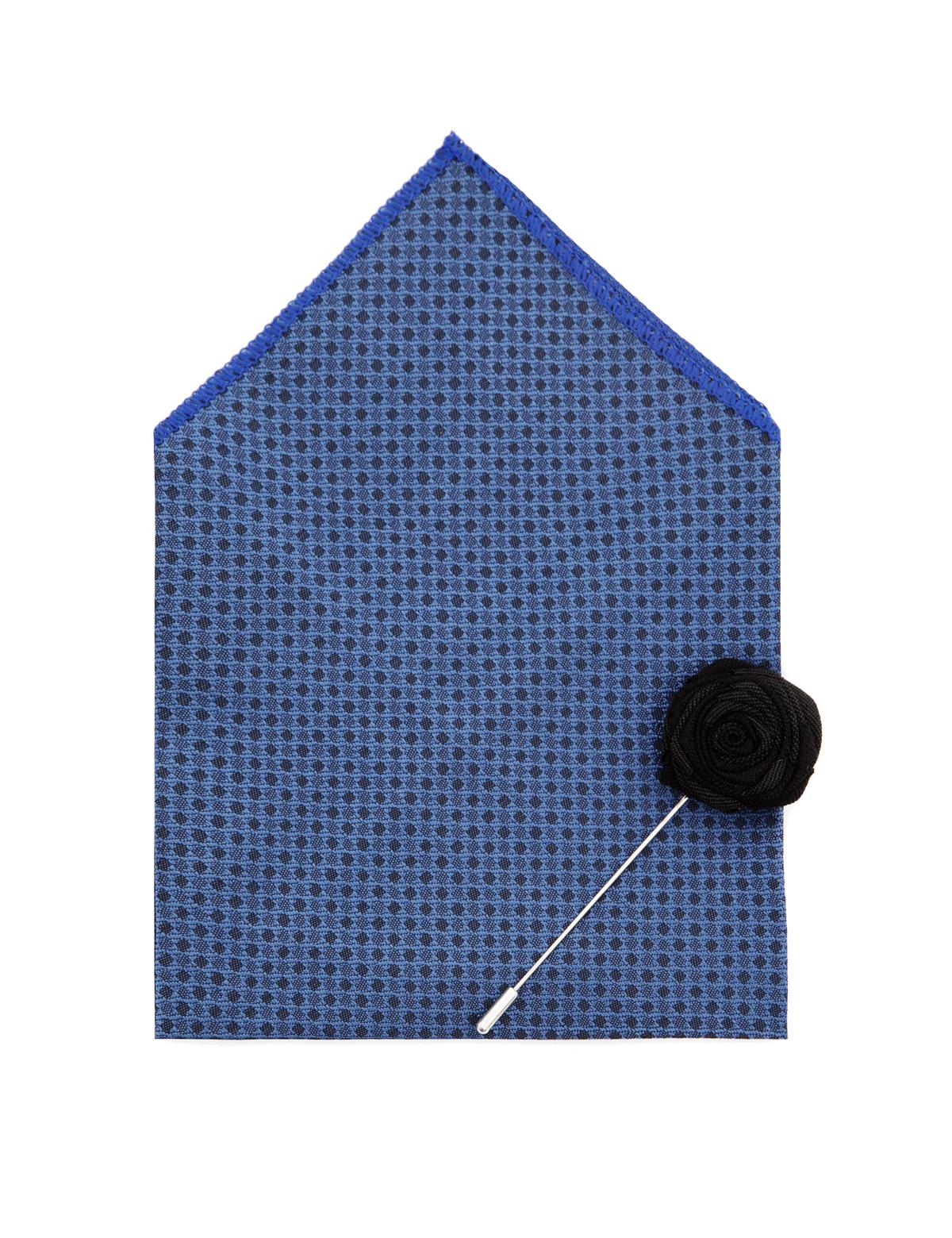 Lacivert 3'lü Kravat Mendil Set - 50257213002