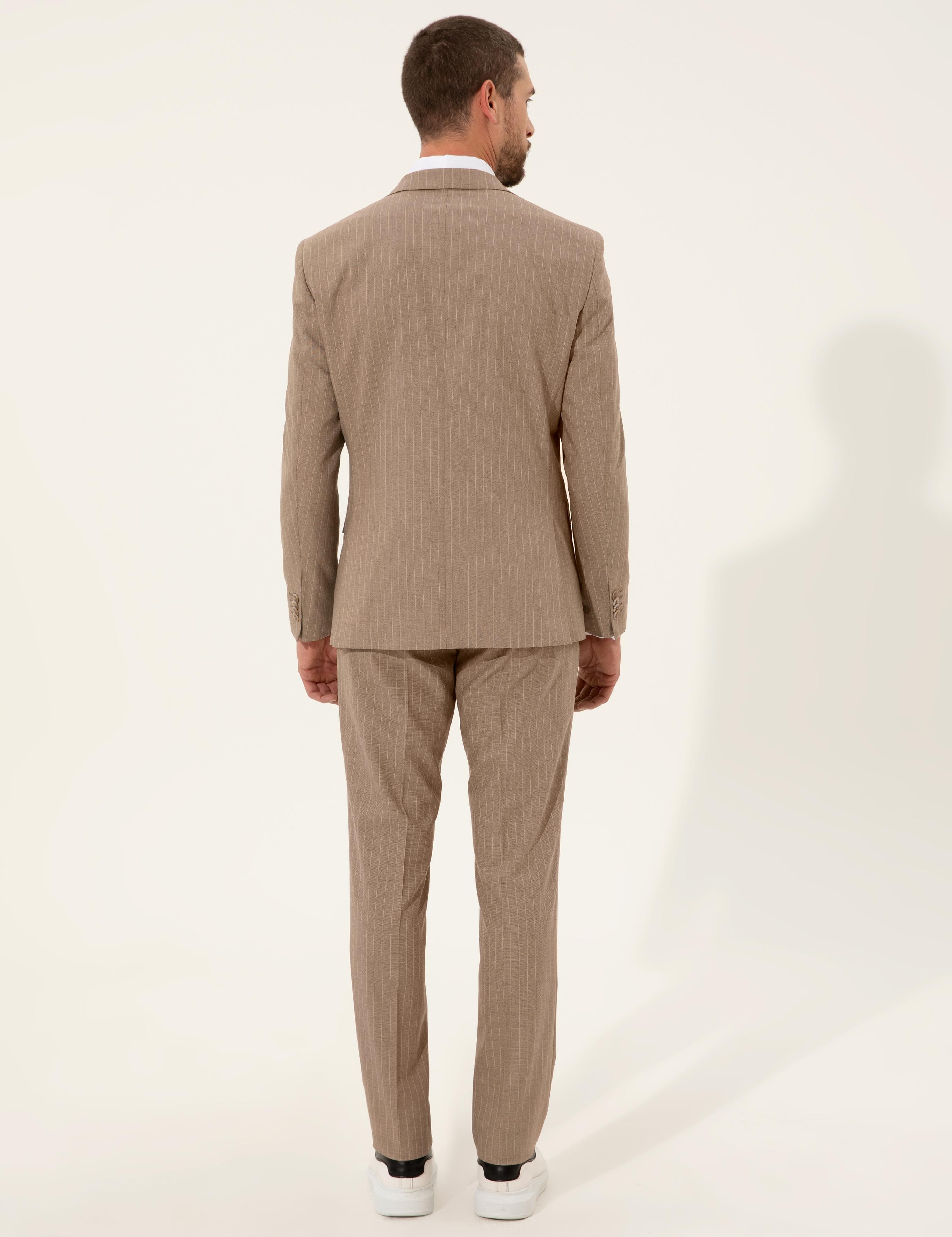 Açık Kahverengi Slim Fit Takım Elbise