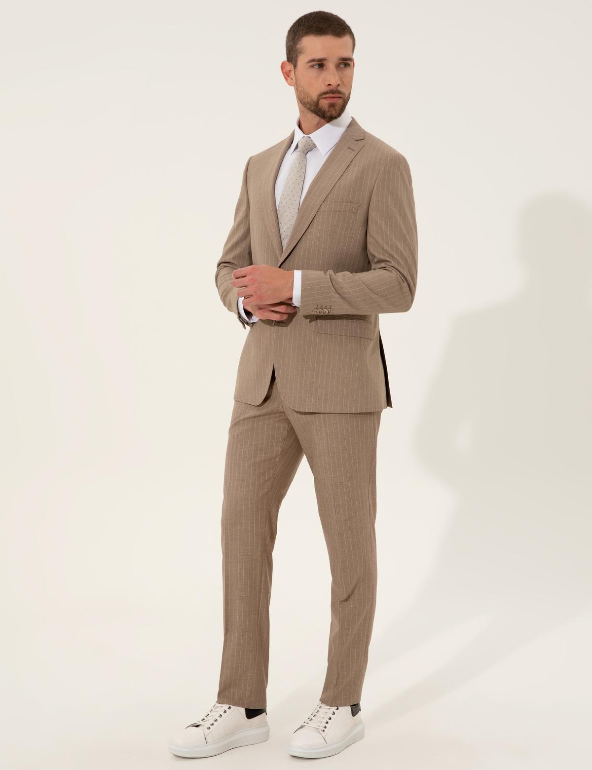 Açık Kahverengi Slim Fit Takım Elbise - 50251847012