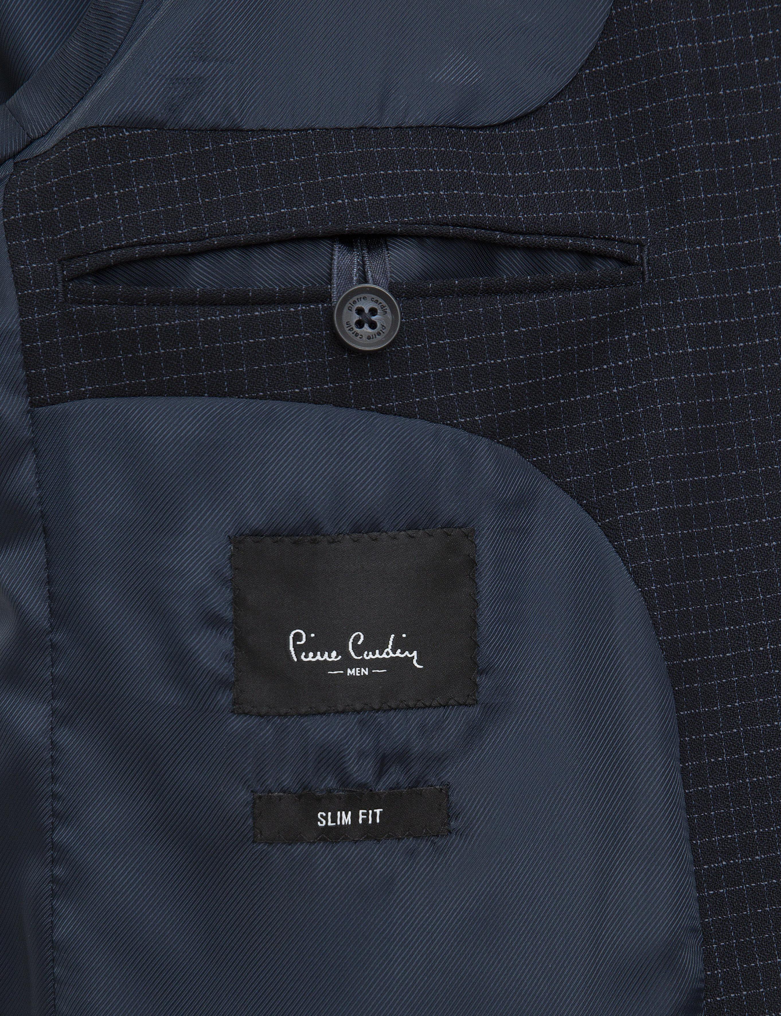 Ekose Lacivert Slim Fit Takım Elbise