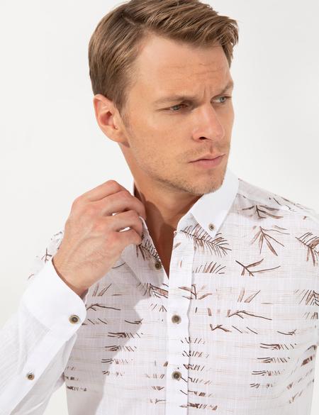 Kahverengi Slim Fit Uzun Kollu Gömlek - 50250977010