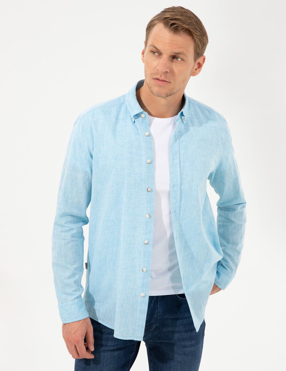 Açık Mavi Regular Fit Uzun Kollu Gömlek - 50249667026