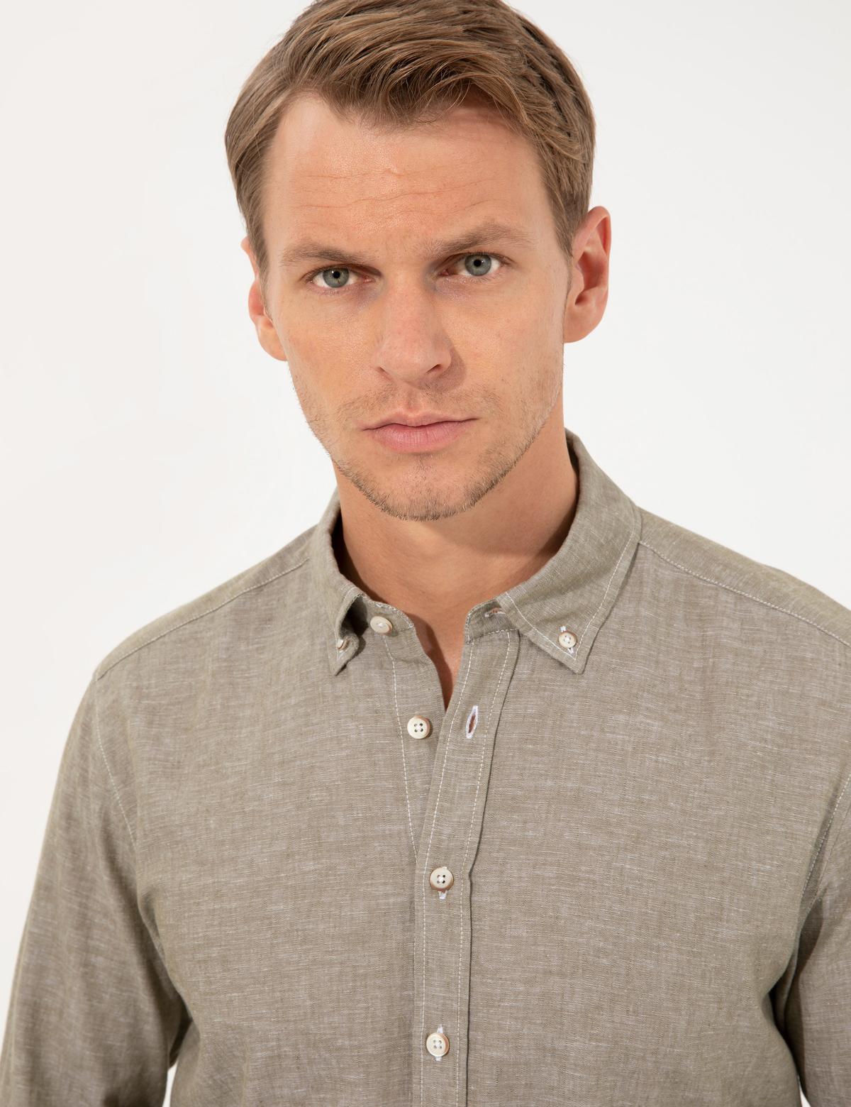 Haki Regular Fit Uzun Kollu Gömlek - 50249667058