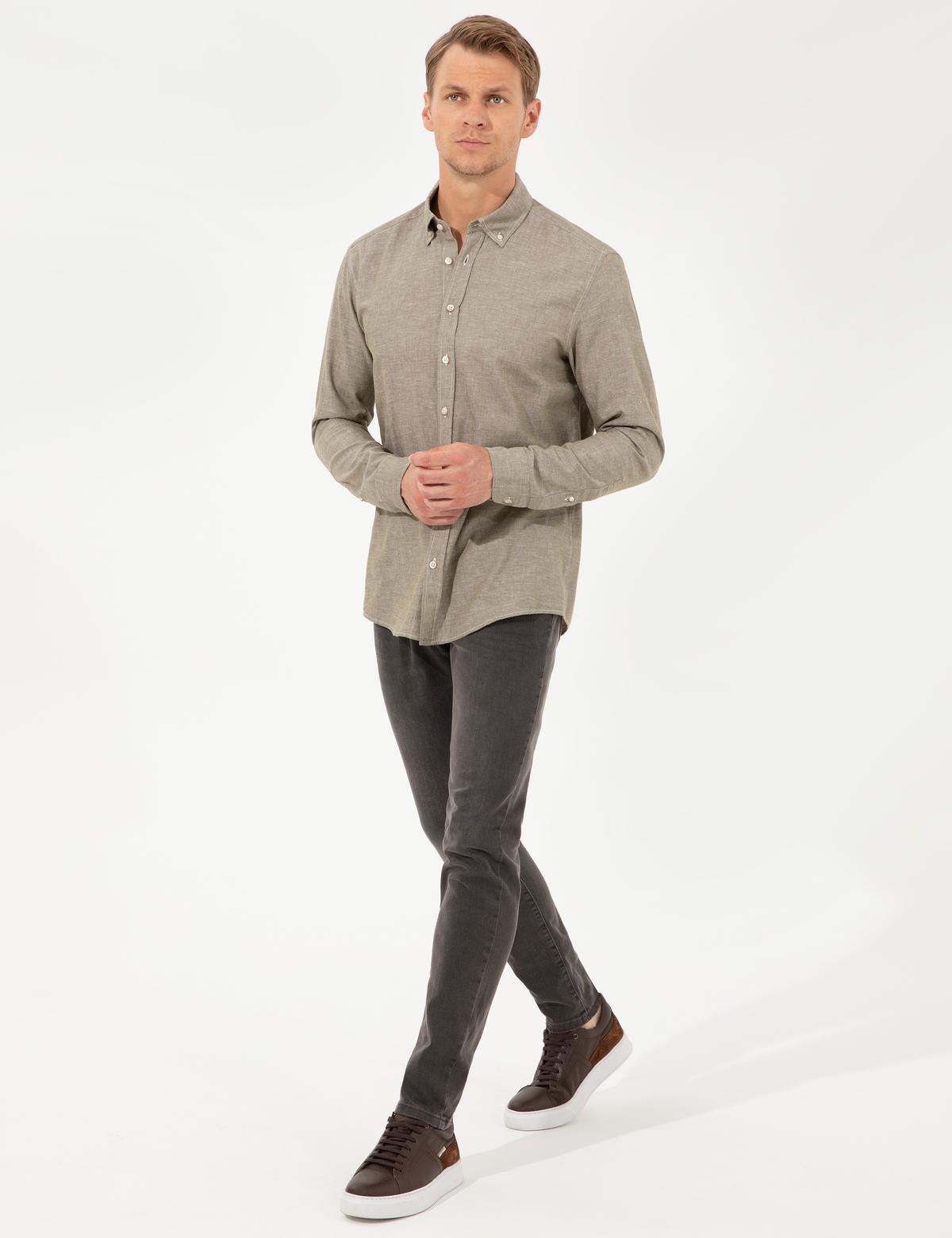 Haki Regular Fit Uzun Kollu Gömlek - 50249667058