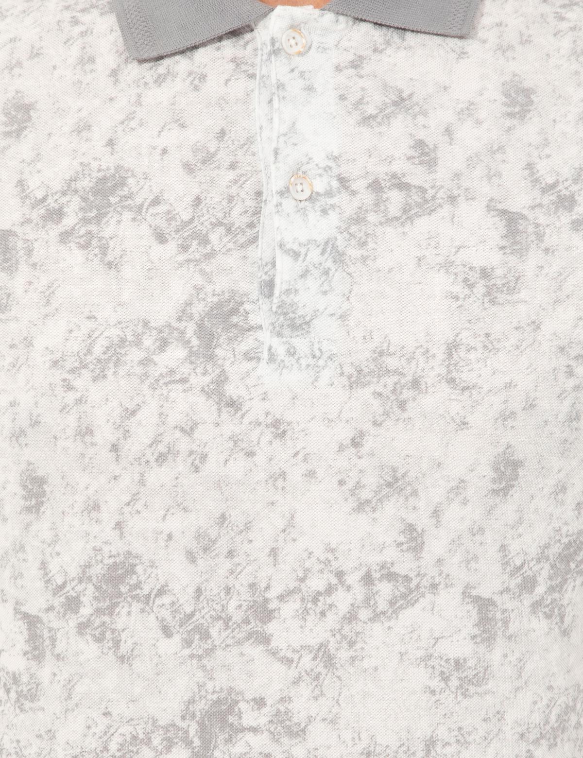 Gri Slim Fit Baskılı Polo Yaka Tişört - 50249862046