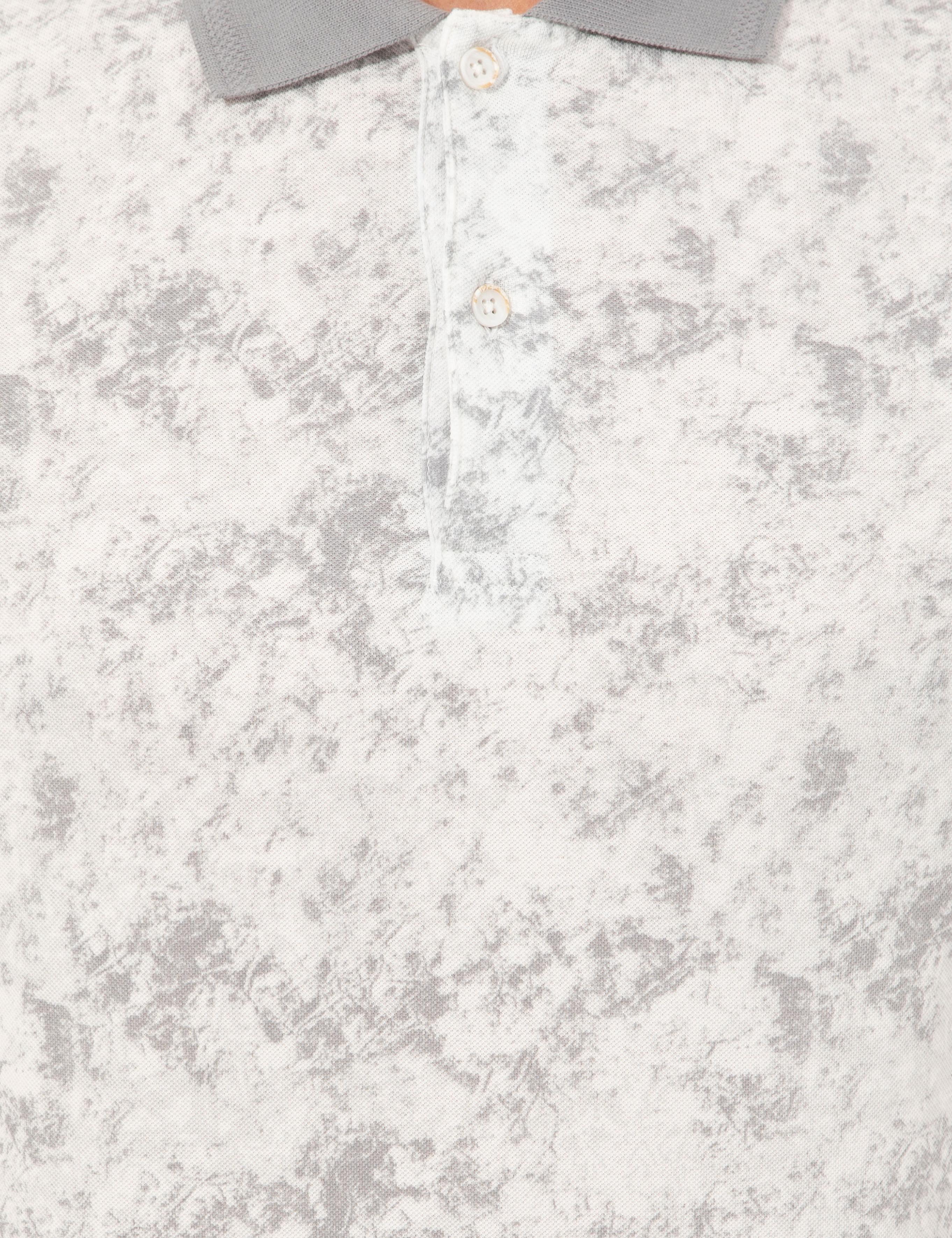 Gri Slim Fit Baskılı Polo Yaka Tişört