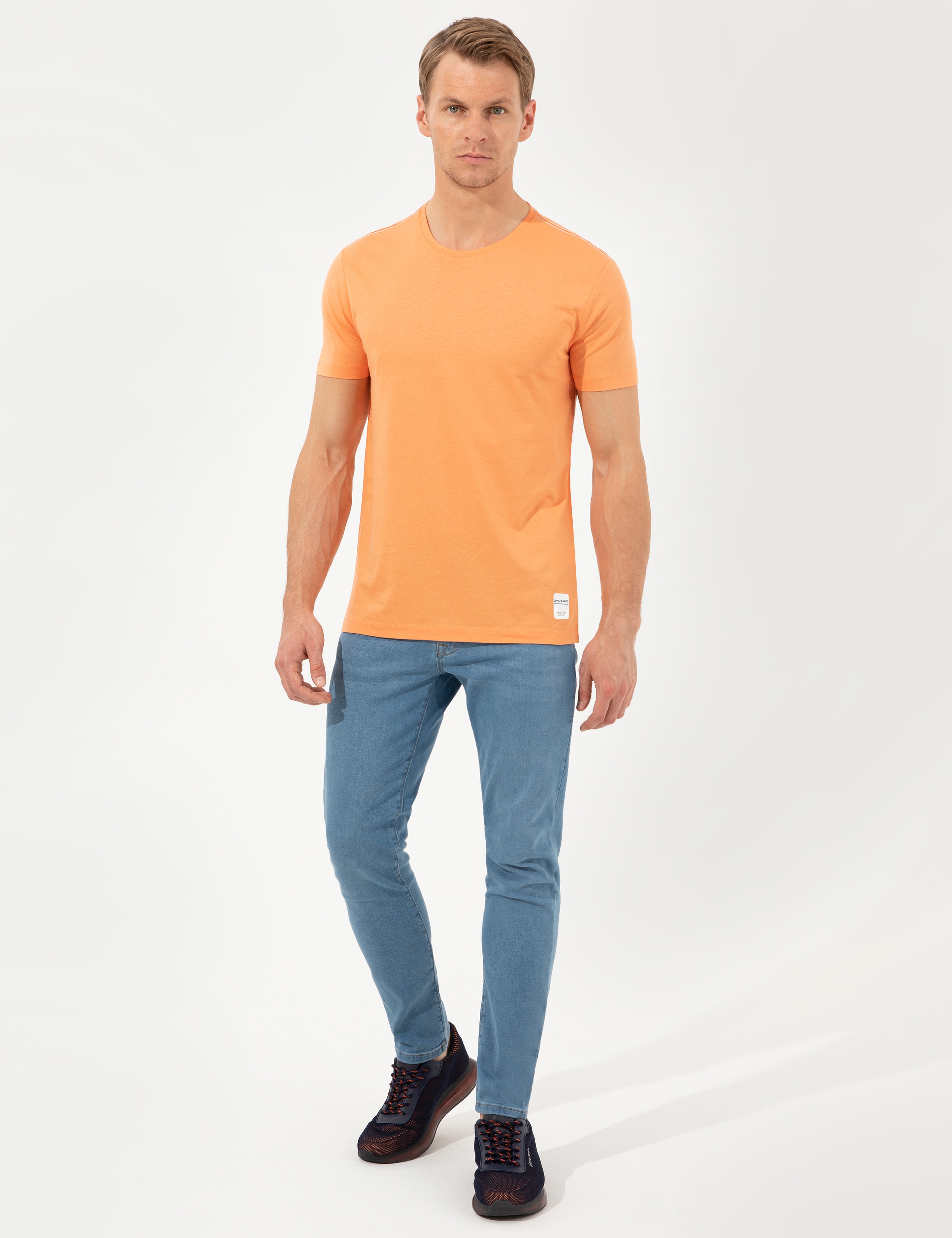 Oranj Slim Fit Baskılı Bisiklet Yaka Tişört