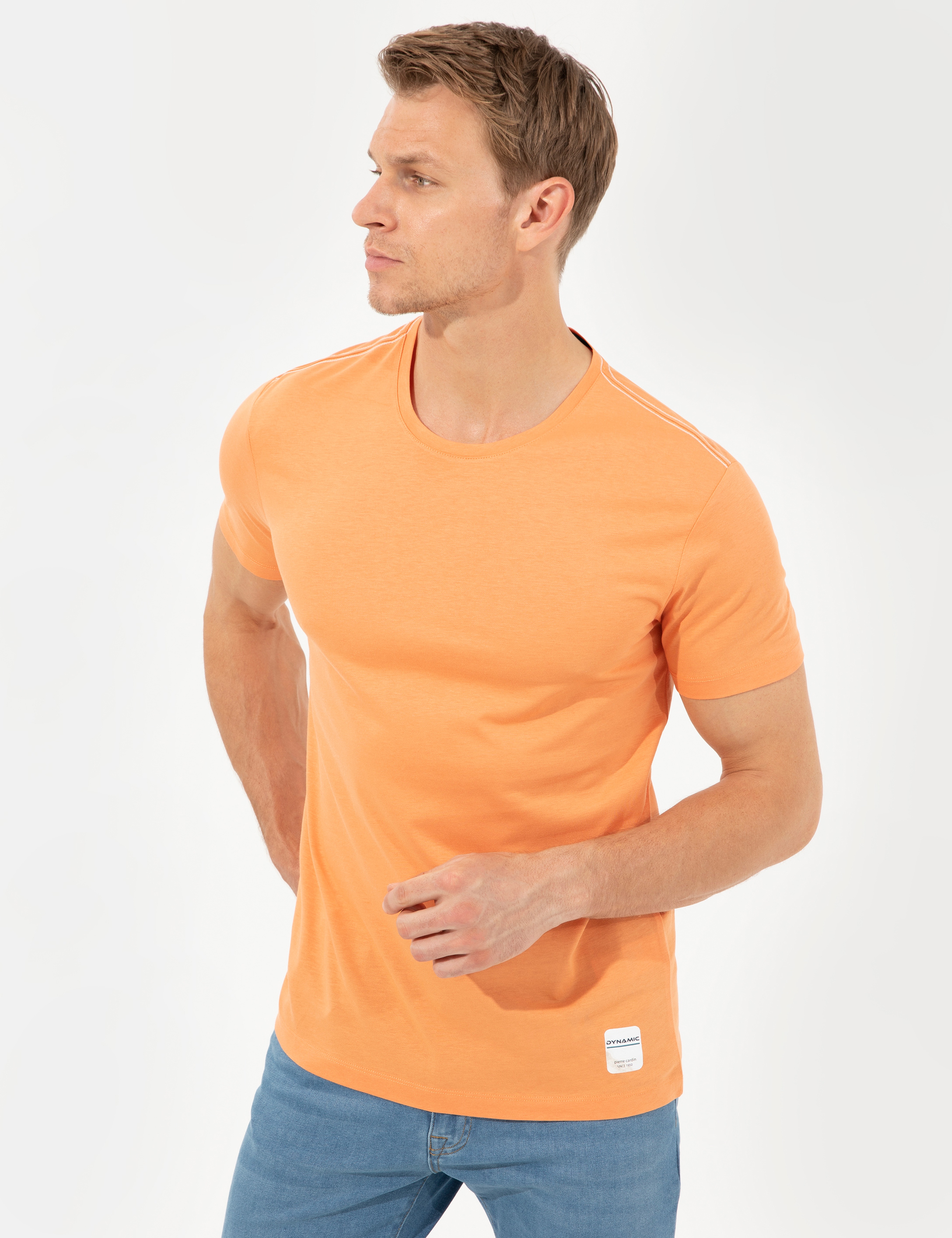 Oranj Slim Fit Baskılı Bisiklet Yaka Tişört