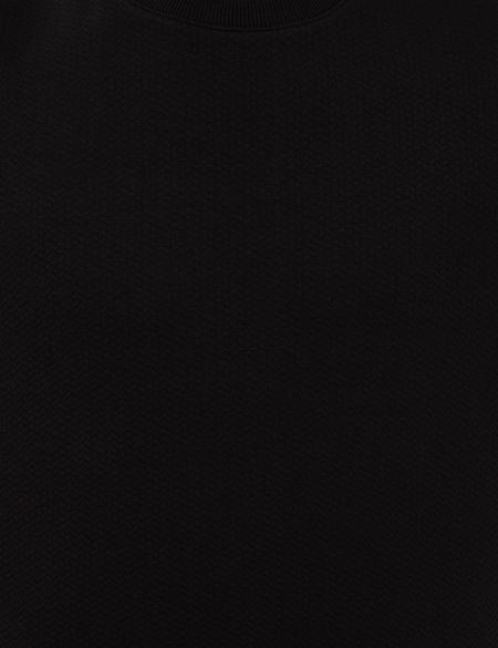 Siyah Regular Fit Baskılı Bisiklet Yaka Tişört - 50249818006