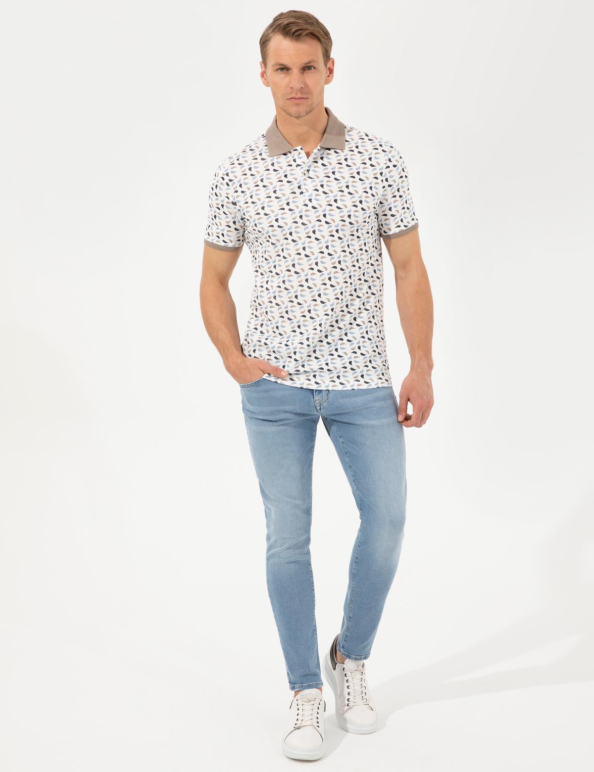 Lacivert Baskılı Polo Yaka Tişört - 50249852037