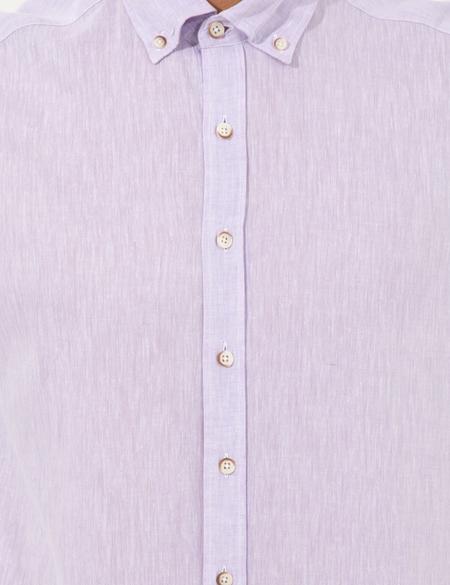Lila Keten Karışımlı Regular Fit Kısa Kollu Gömlek - 50249667129