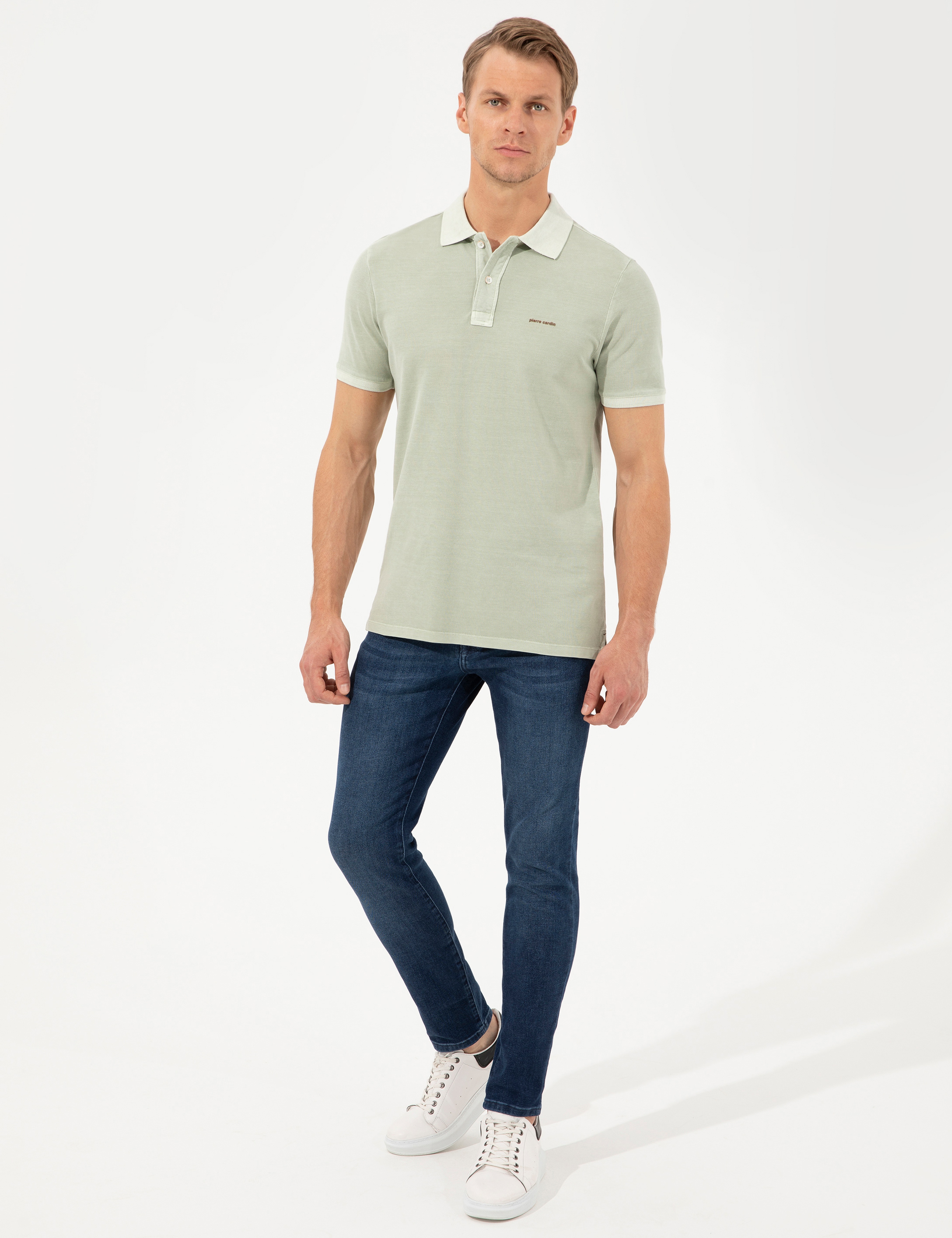Açık Yeşil Slim Fit Polo Yaka Tişört - Image 4