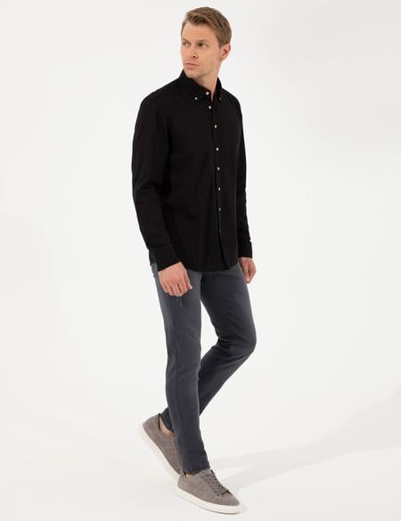 Siyah Regular Fit Uzun Kollu Gömlek - 50249667089