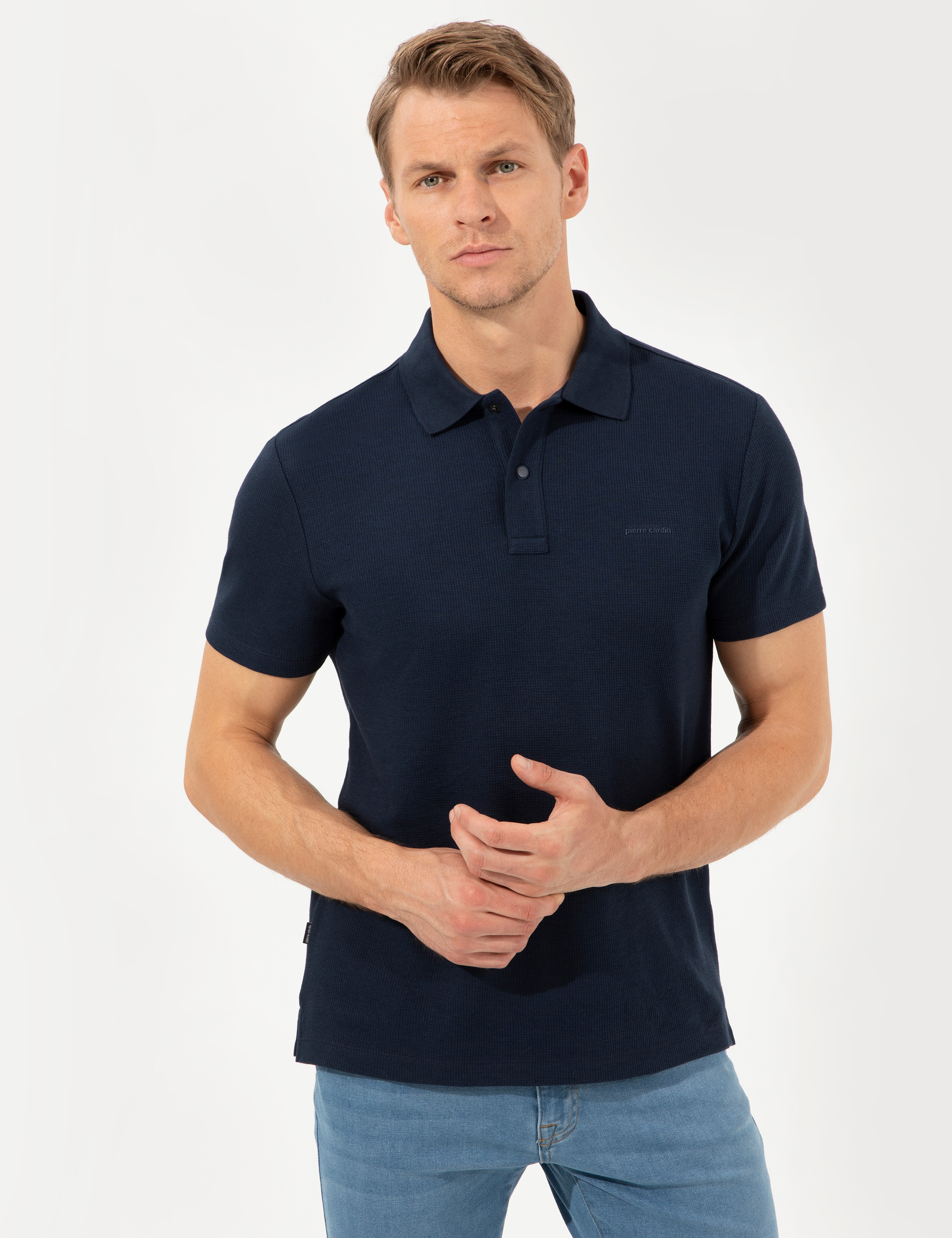 Lacivert Slim Fit Polo Yaka Tişört - Image 1