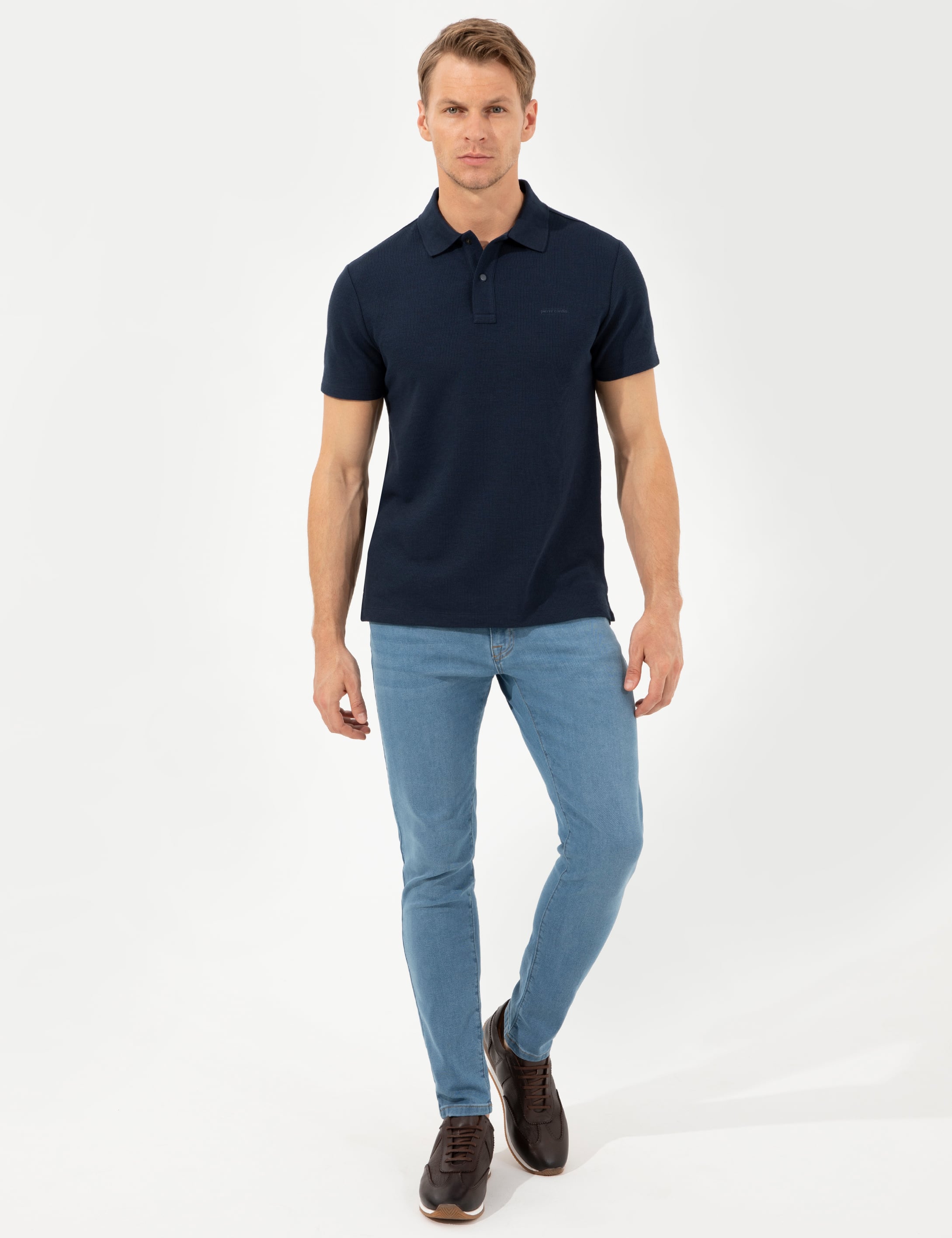 Lacivert Slim Fit Polo Yaka Tişört - Image 4