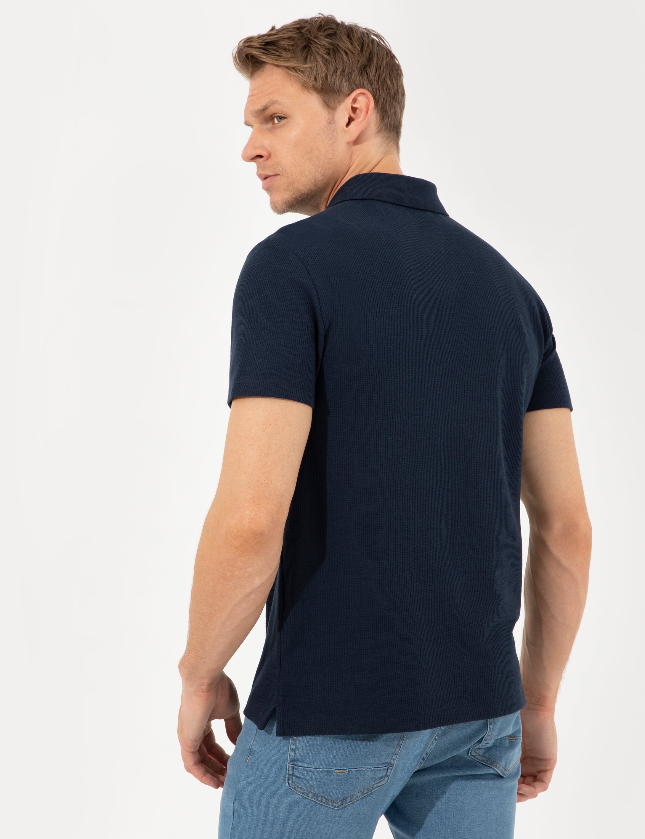 Lacivert Slim Fit Polo Yaka Tişört - Image 5