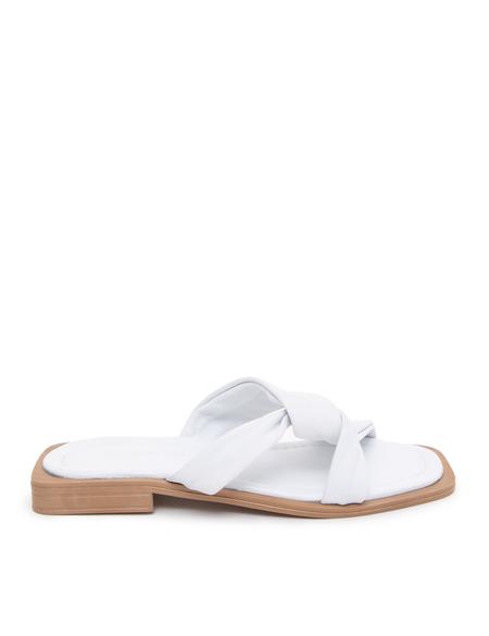 Beyaz Deri Terlik - 50251929007